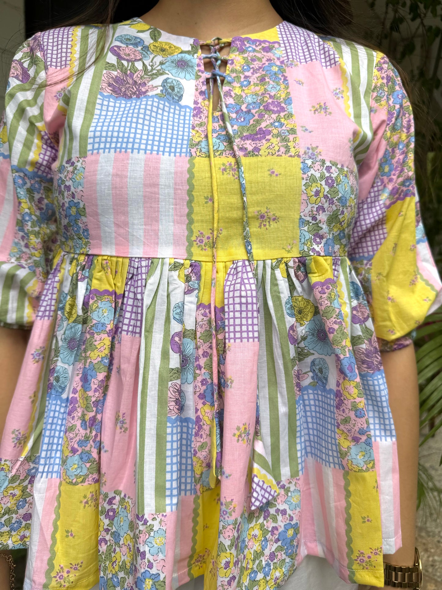 Patchwork Peplum Top (Premium Fabric)