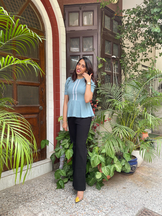 Peplum Puffed Top- Mint