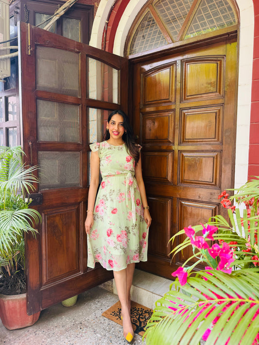 Delicate Daisy Dress- Green