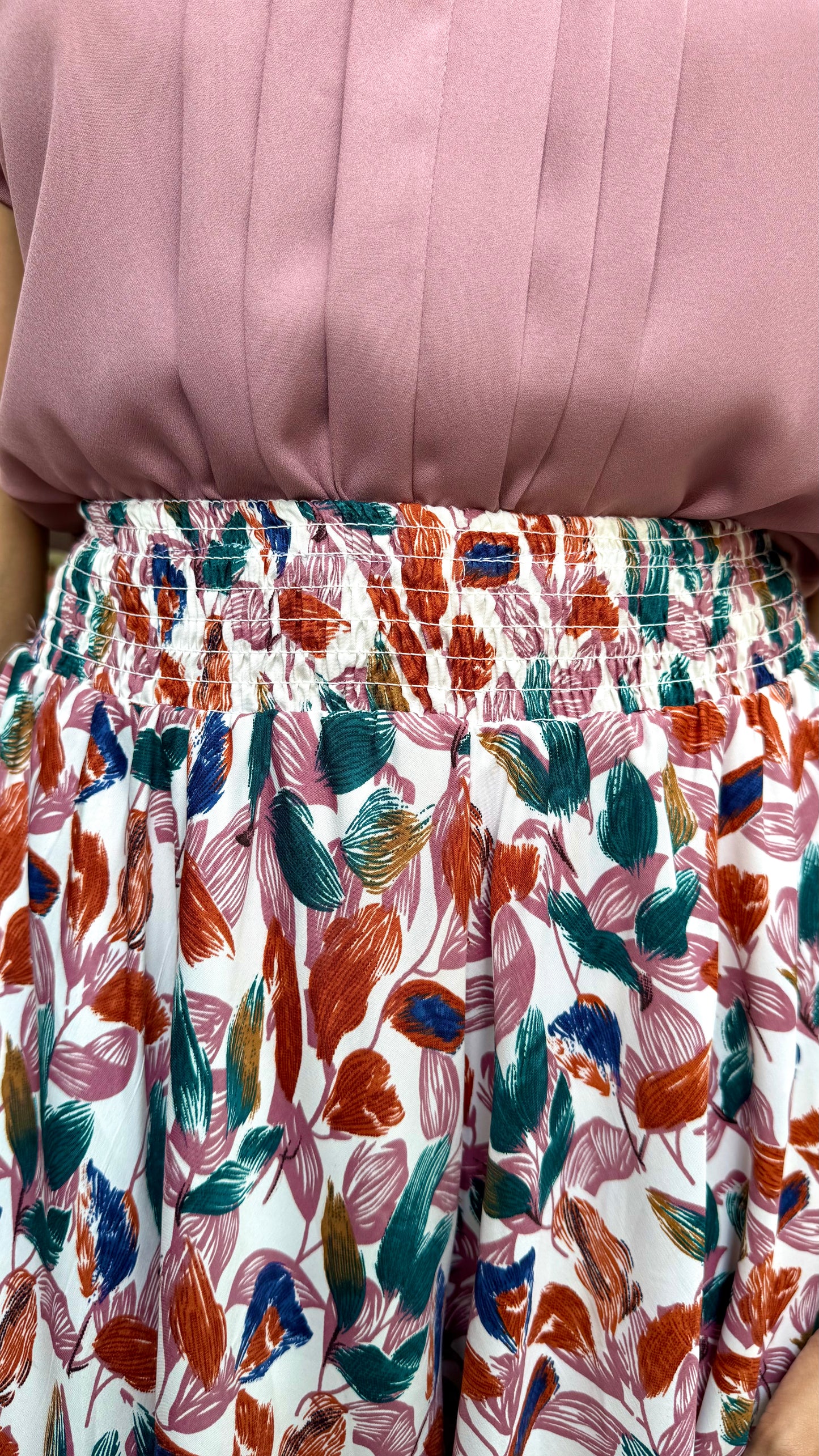 White Gardenia Leaf Printed Palazzo (Free Size)
