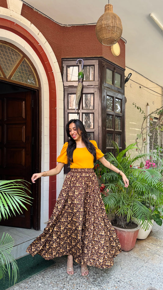Honey Printed Palazzo (Free Size)