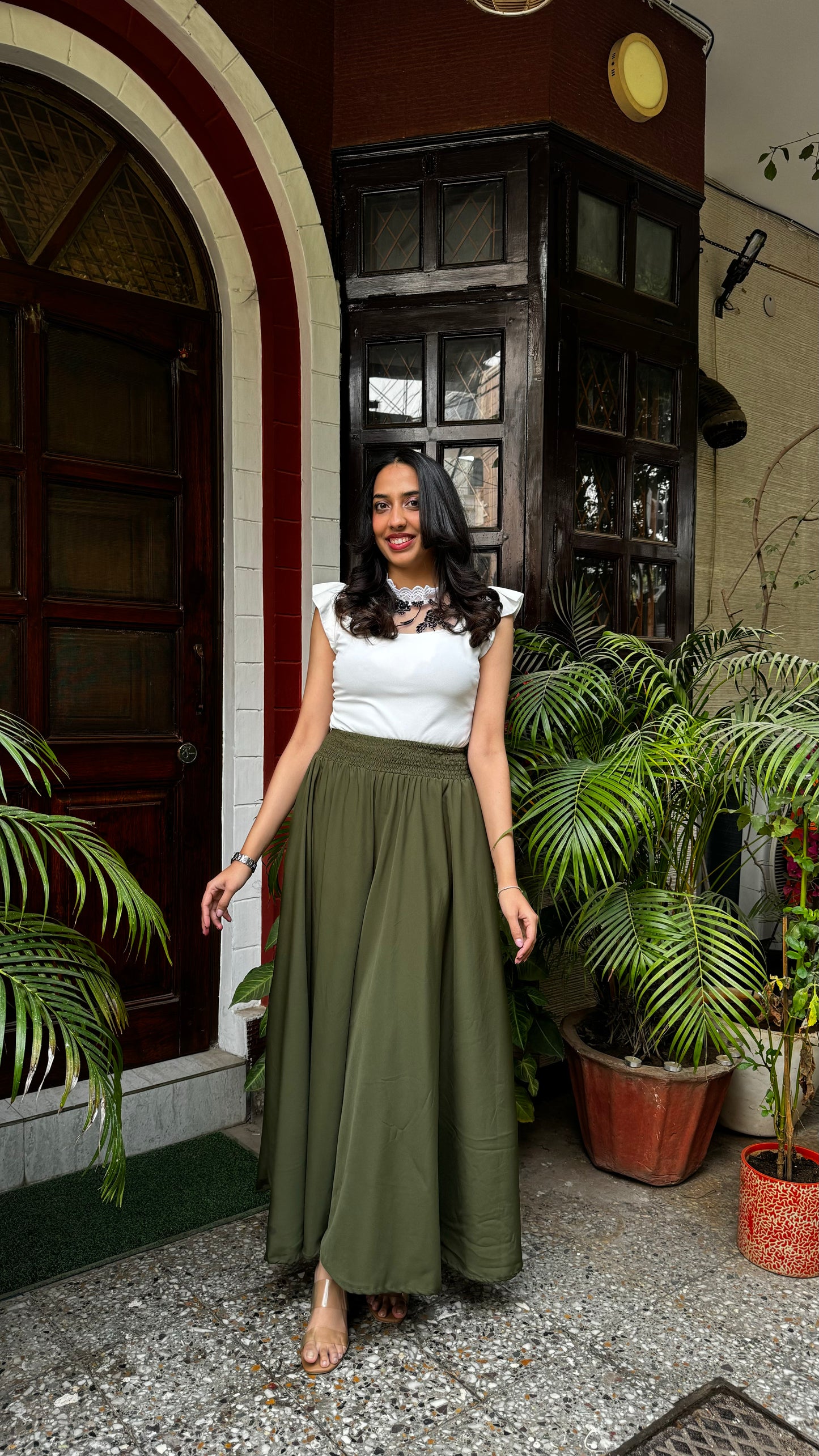 Dark Green Solid Palazzo (Free Size)