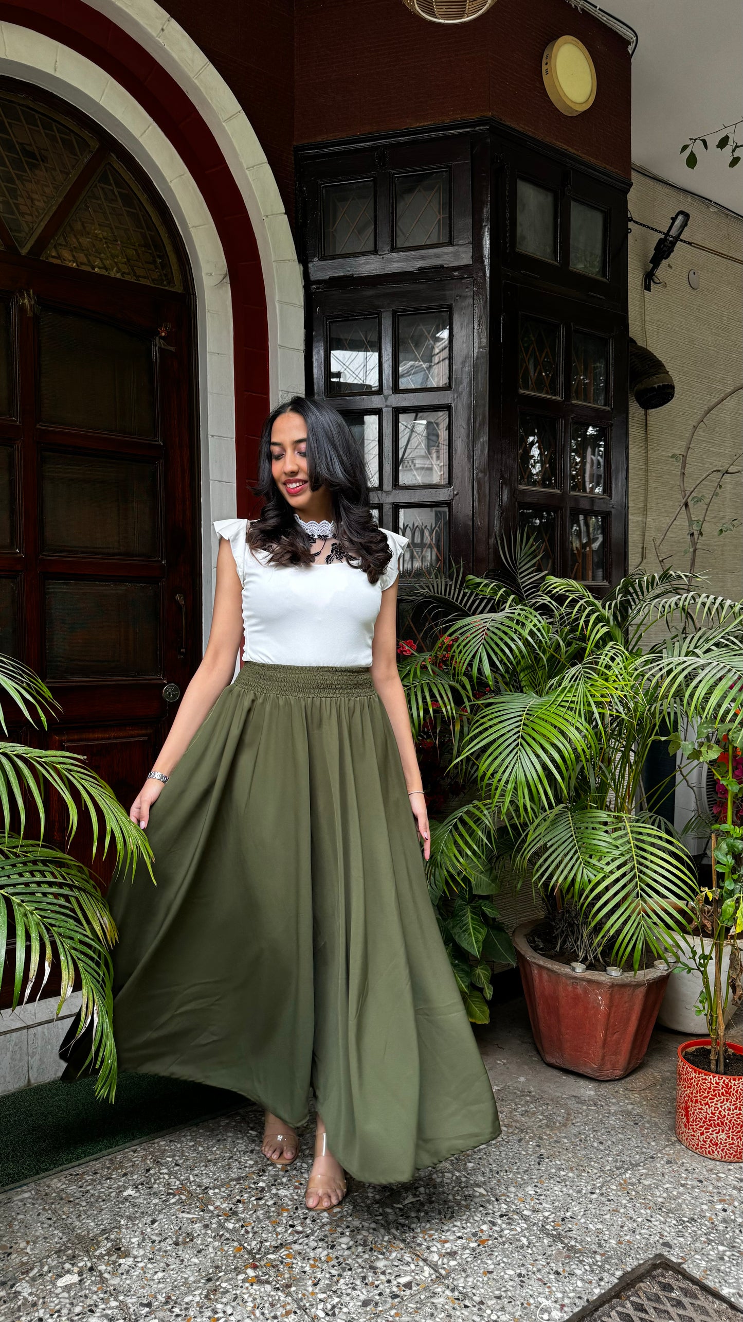 Dark Green Solid Palazzo (Free Size)