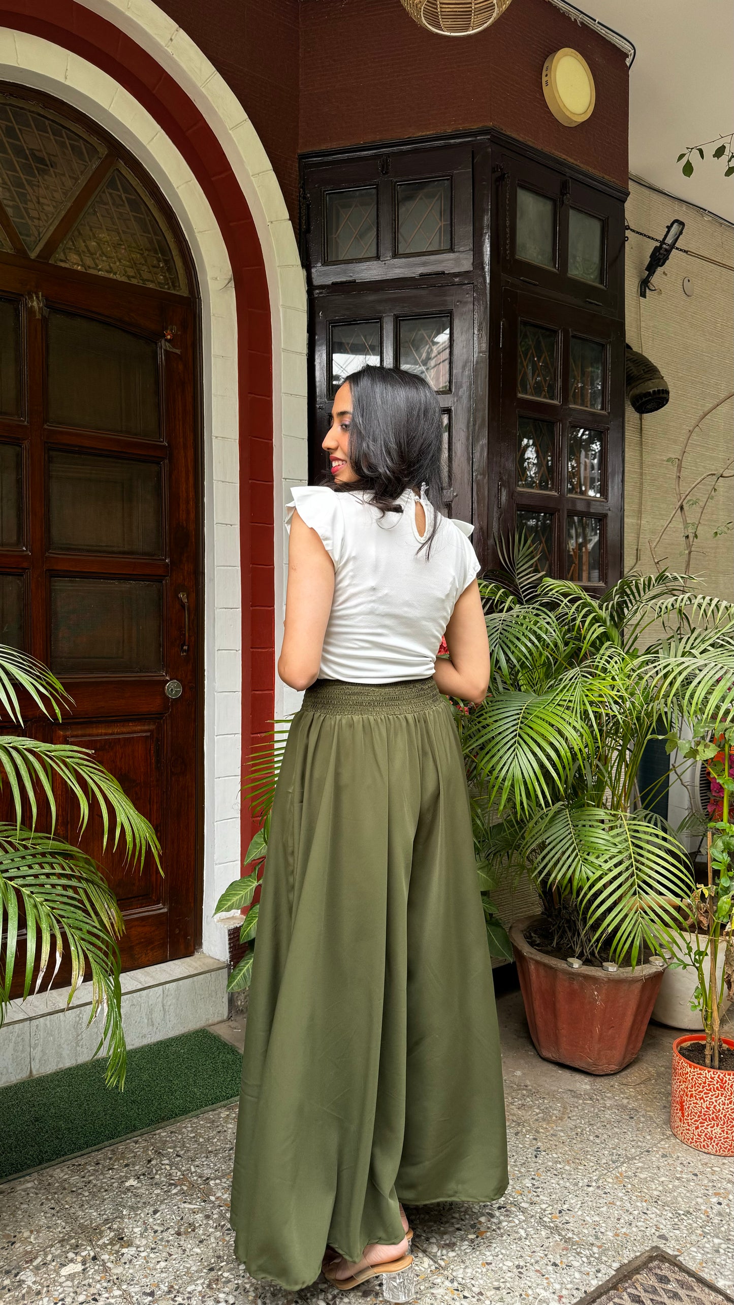 Dark Green Solid Palazzo (Free Size)