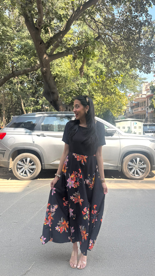 Border Printed Maxi Dress – Red Floral