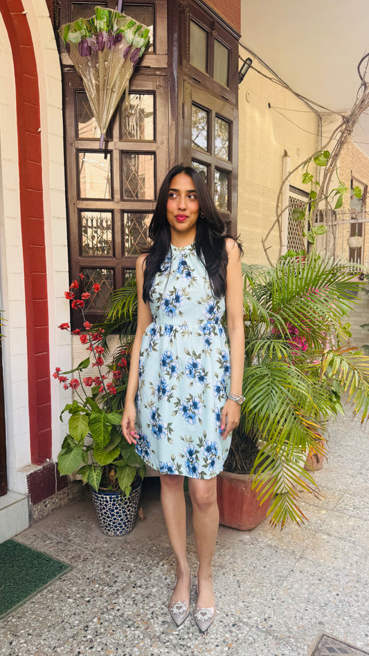 Floral Halter Dress - Mint