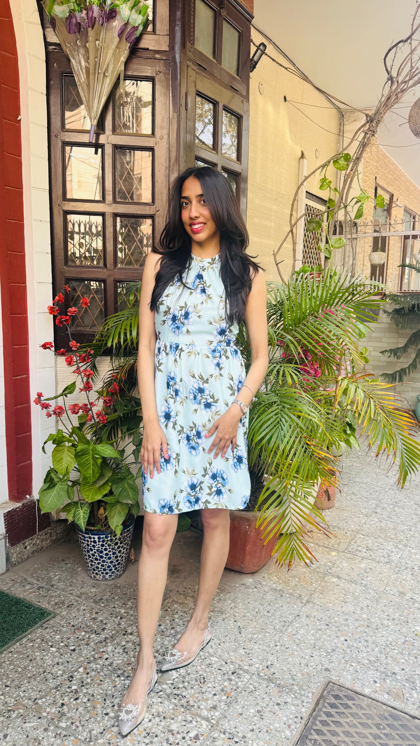 Floral Halter Dress - Mint