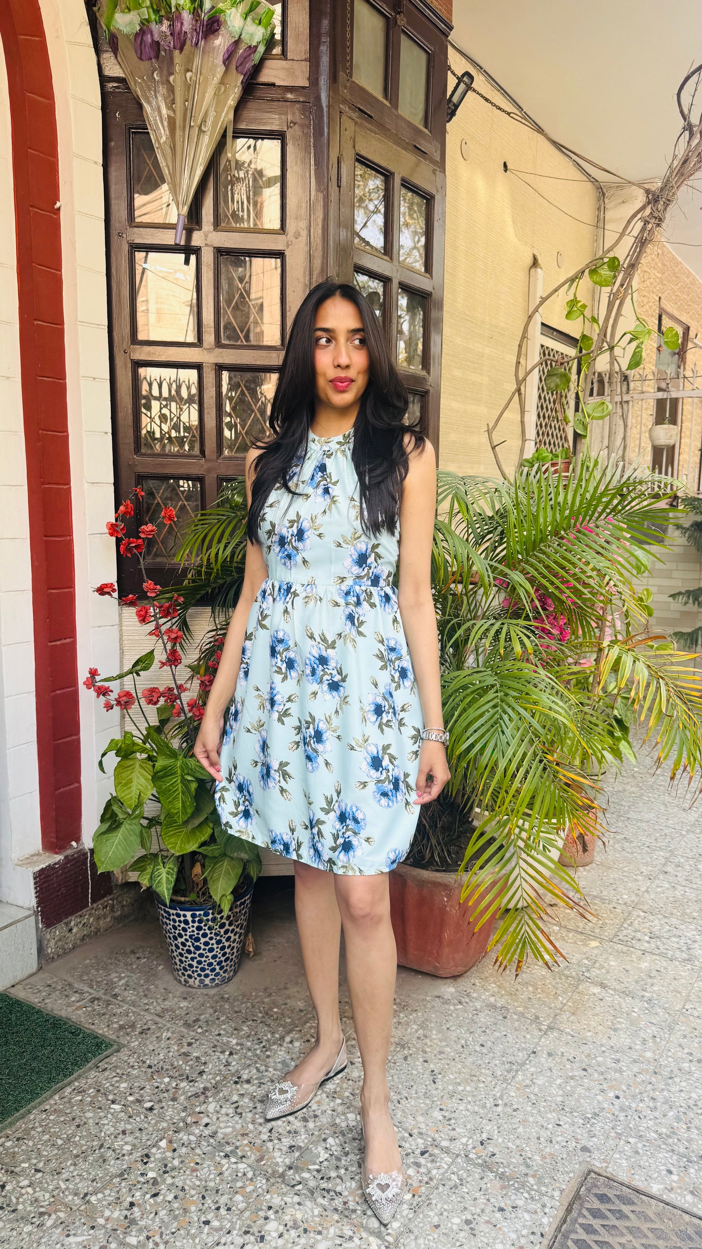 Floral Halter Dress - Mint