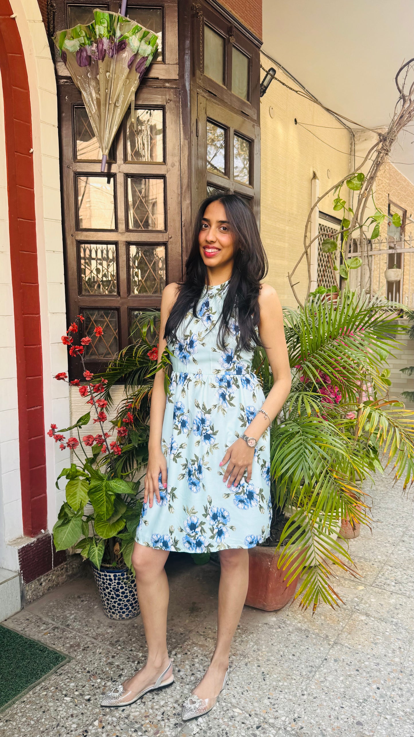 Floral Halter Dress - Mint