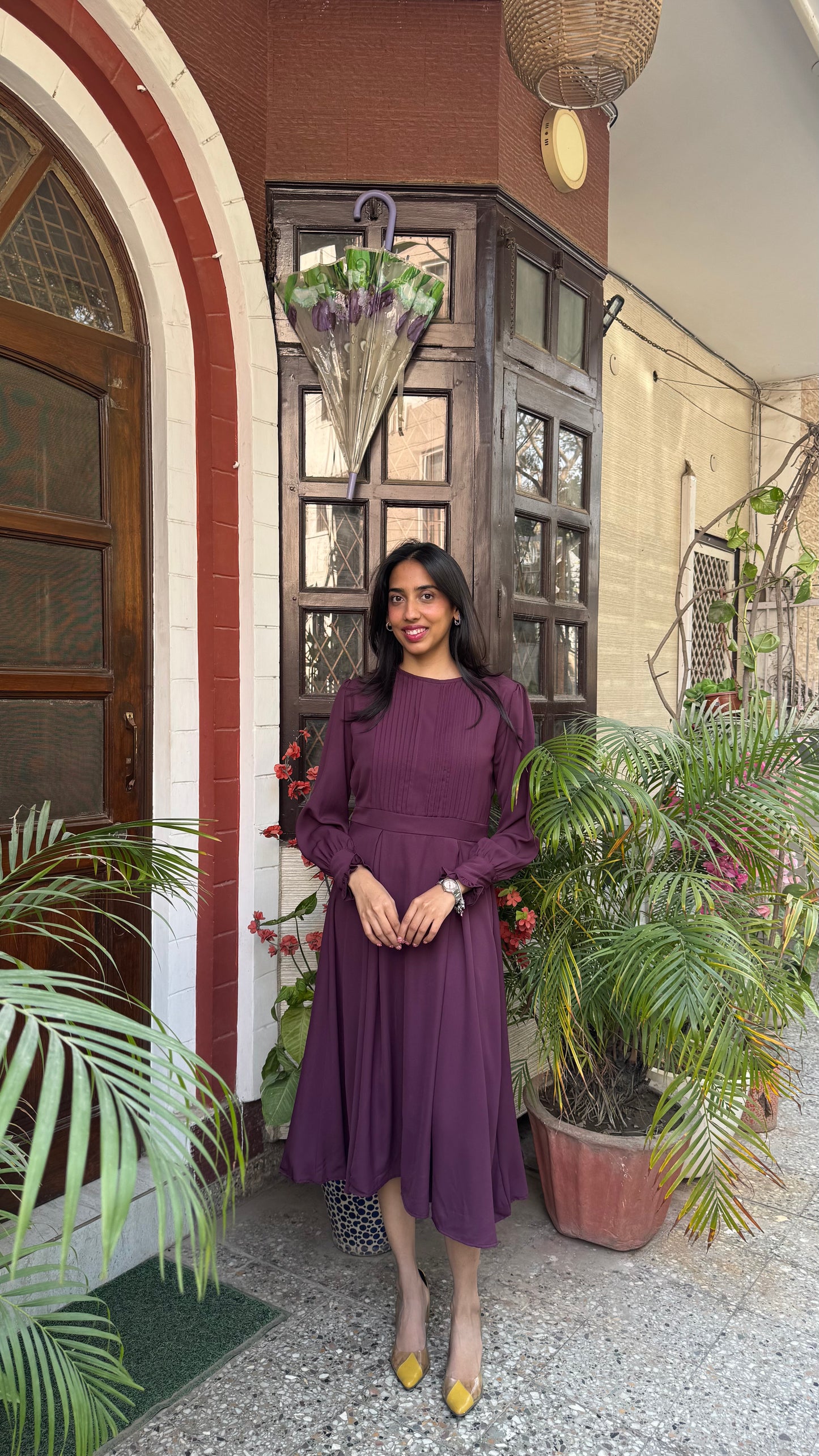 Panel Georgette Dress - Wine