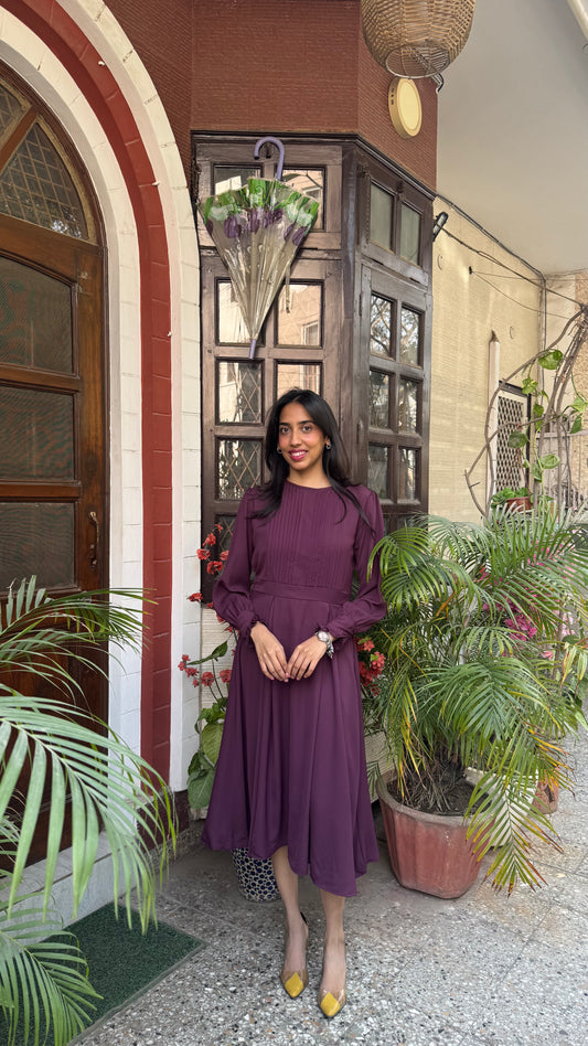 Panel Georgette Dress - Wine