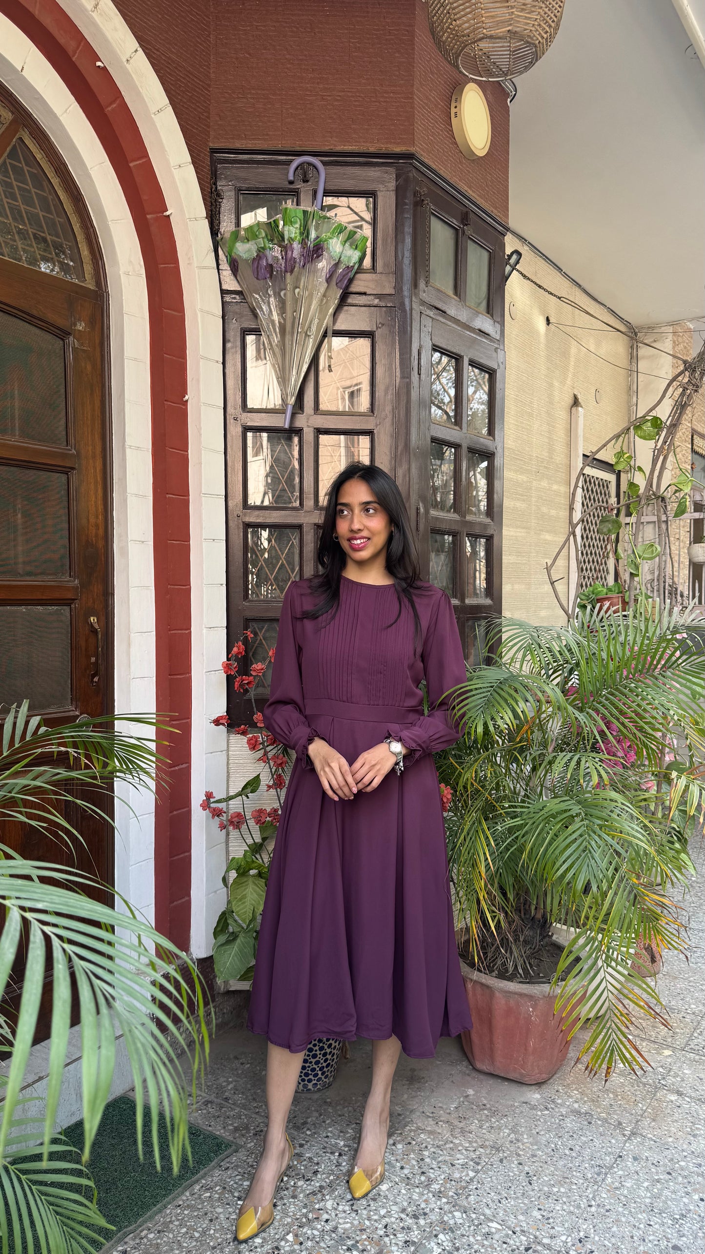 Panel Georgette Dress - Wine