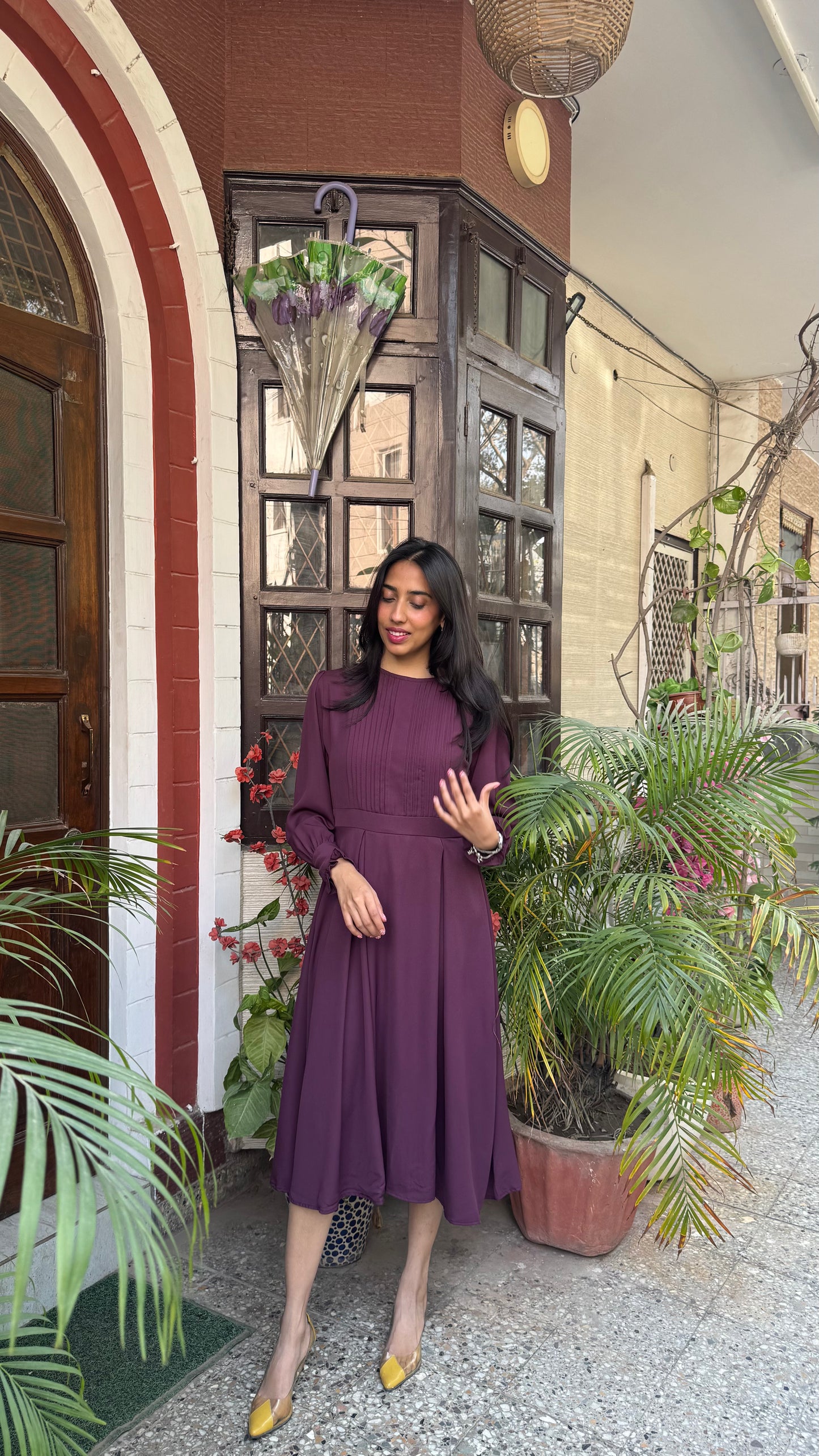 Panel Georgette Dress - Wine