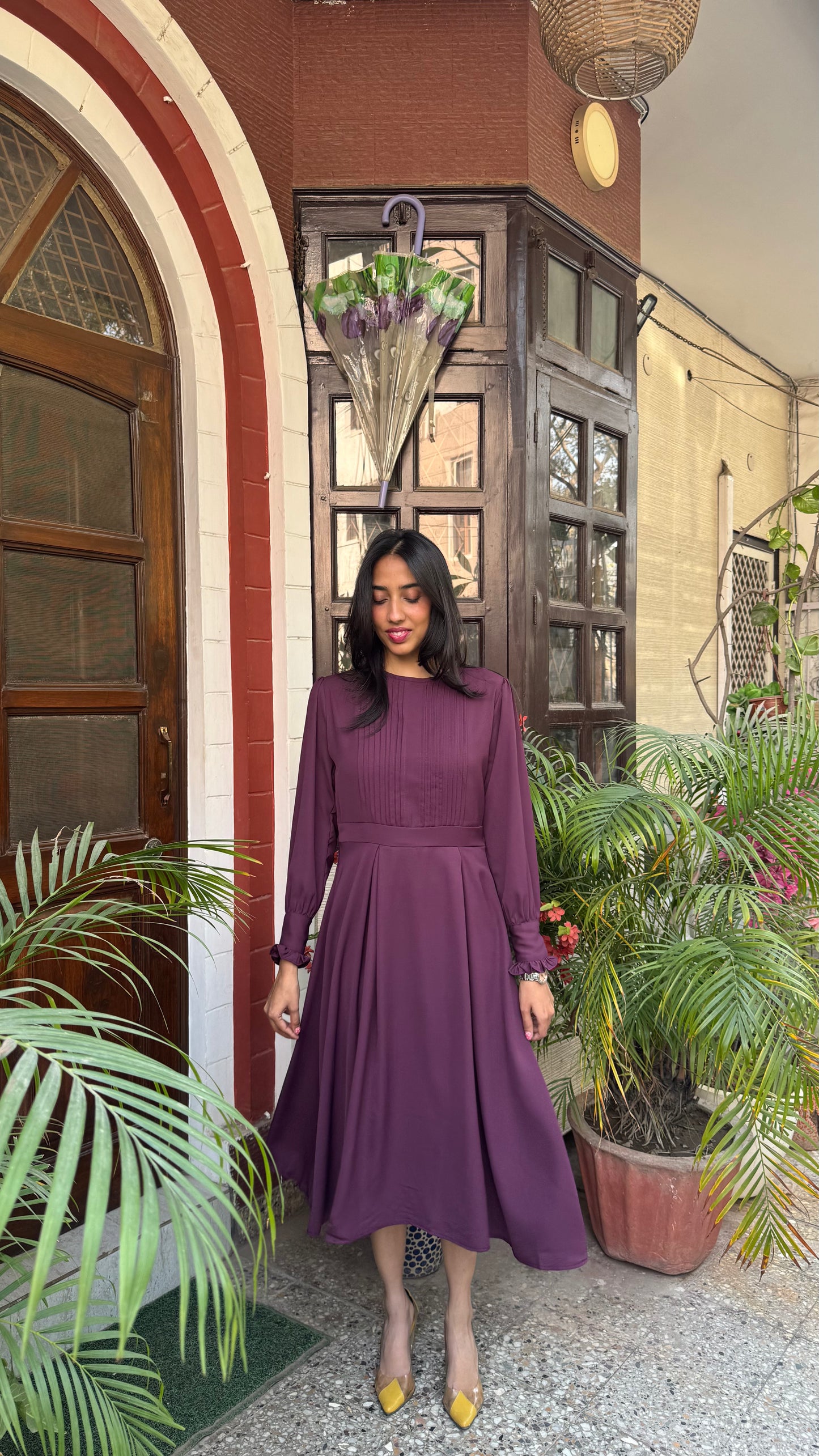Panel Georgette Dress - Wine
