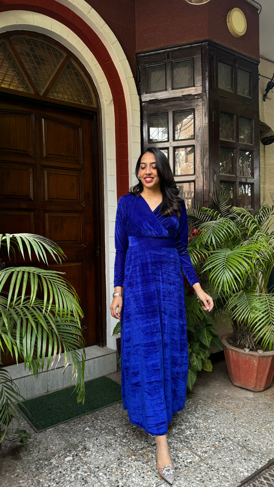 Velvet Classic Dress – Royal Blue