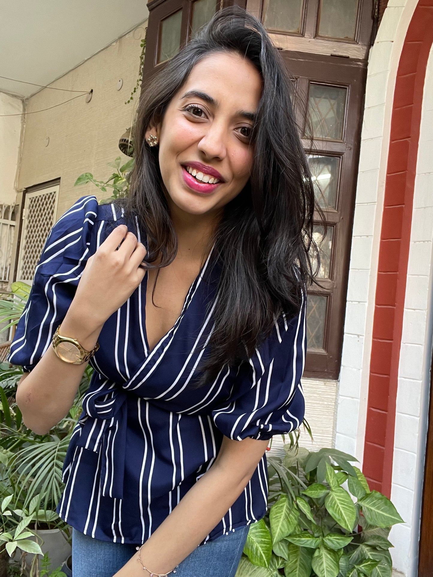 Stripe it Top- Blue