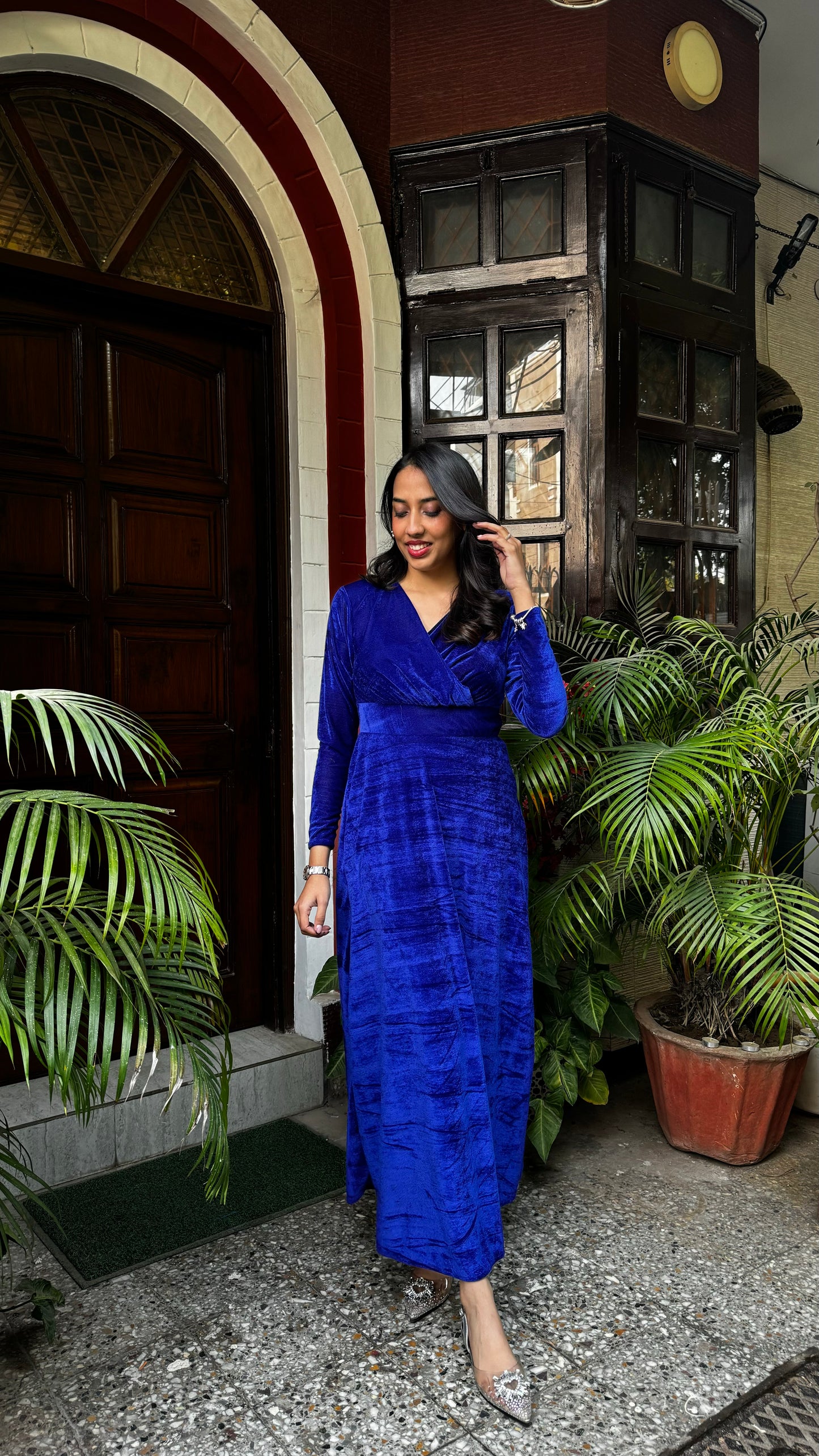 Velvet Classic Dress – Royal Blue