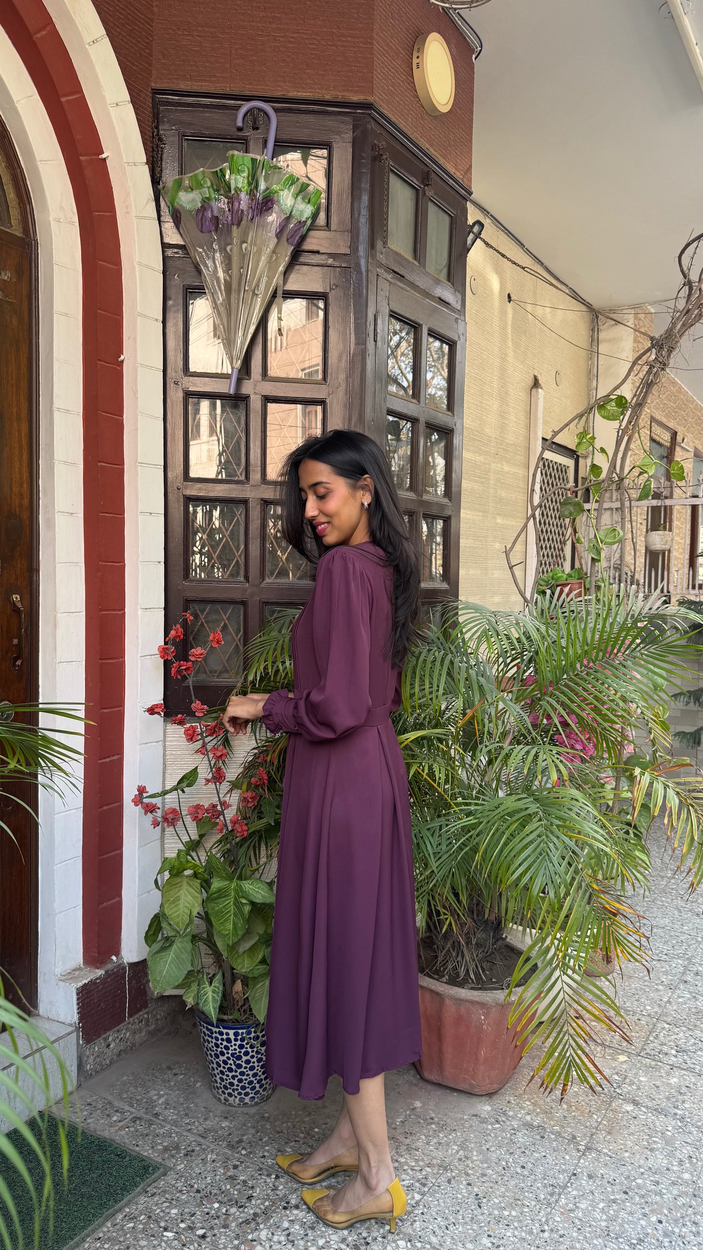 Panel Georgette Dress - Wine