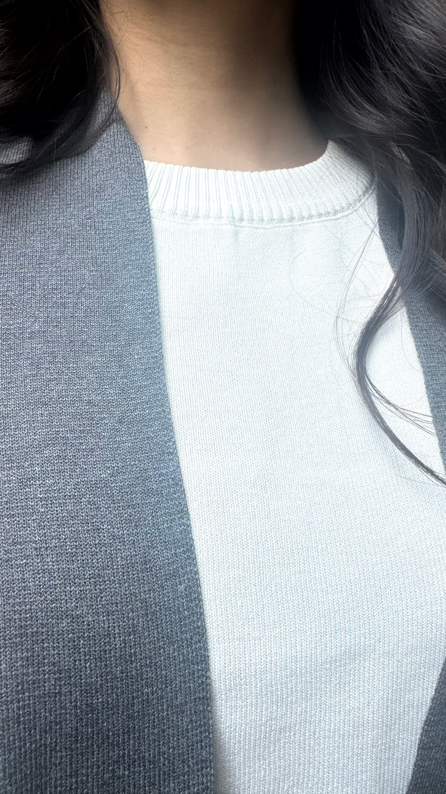 3 Piece Shrug Sweater Set - Grey/Pink (Free Size) - Premium Collection