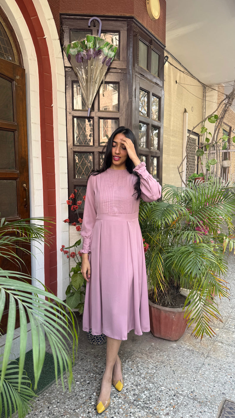 Panel Georgette Dress -Dusky Pink