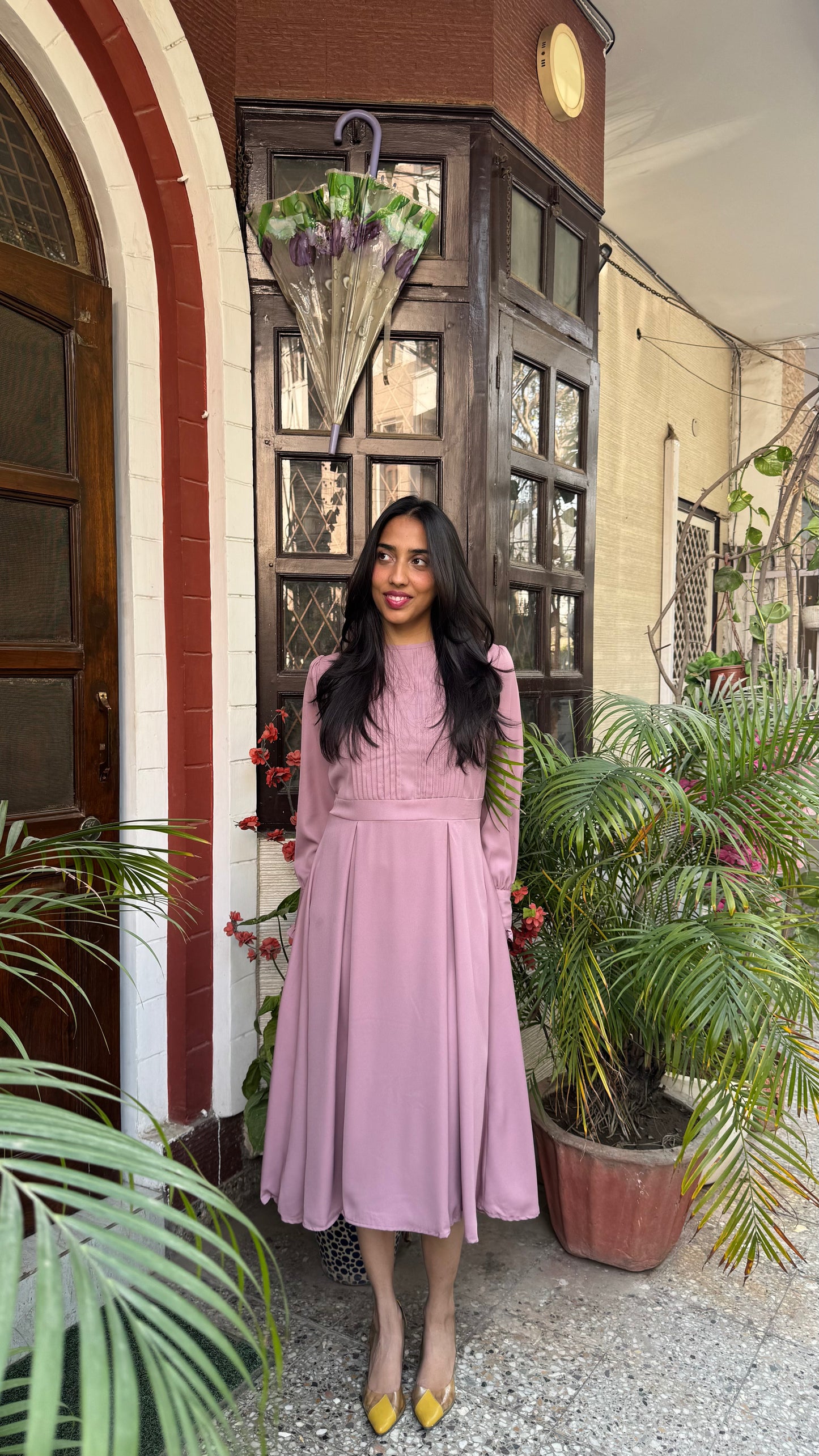 Panel Georgette Dress -Dusky Pink