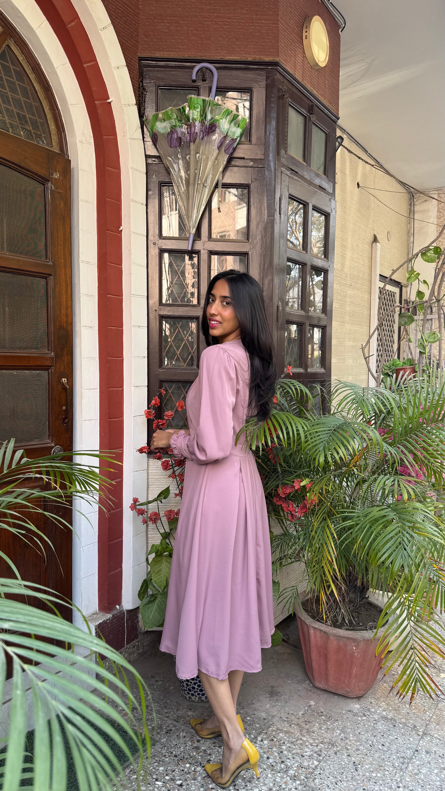 Panel Georgette Dress -Dusky Pink