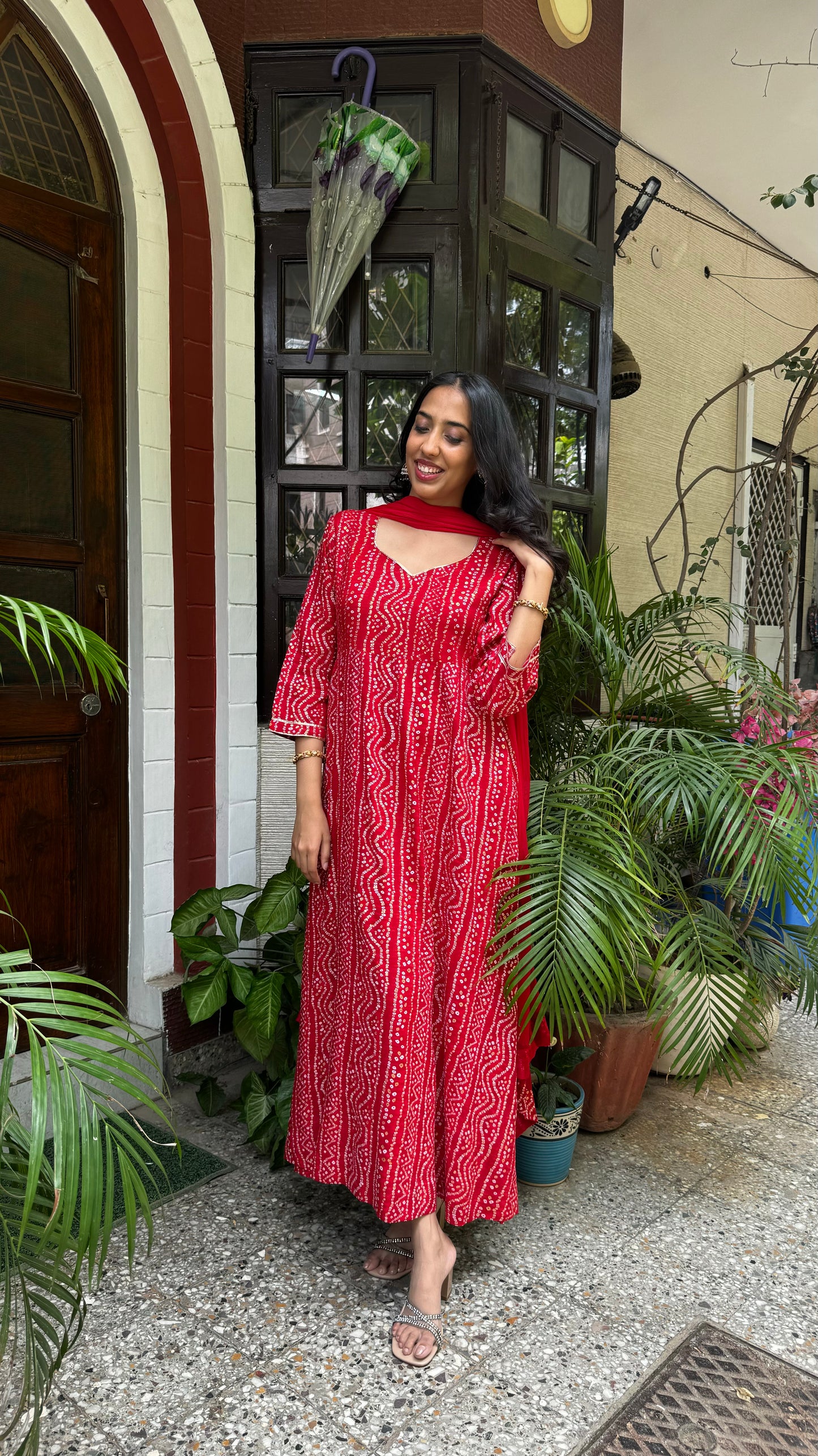 Bandhani Babe Maxi - Red (Super Premium Collection)