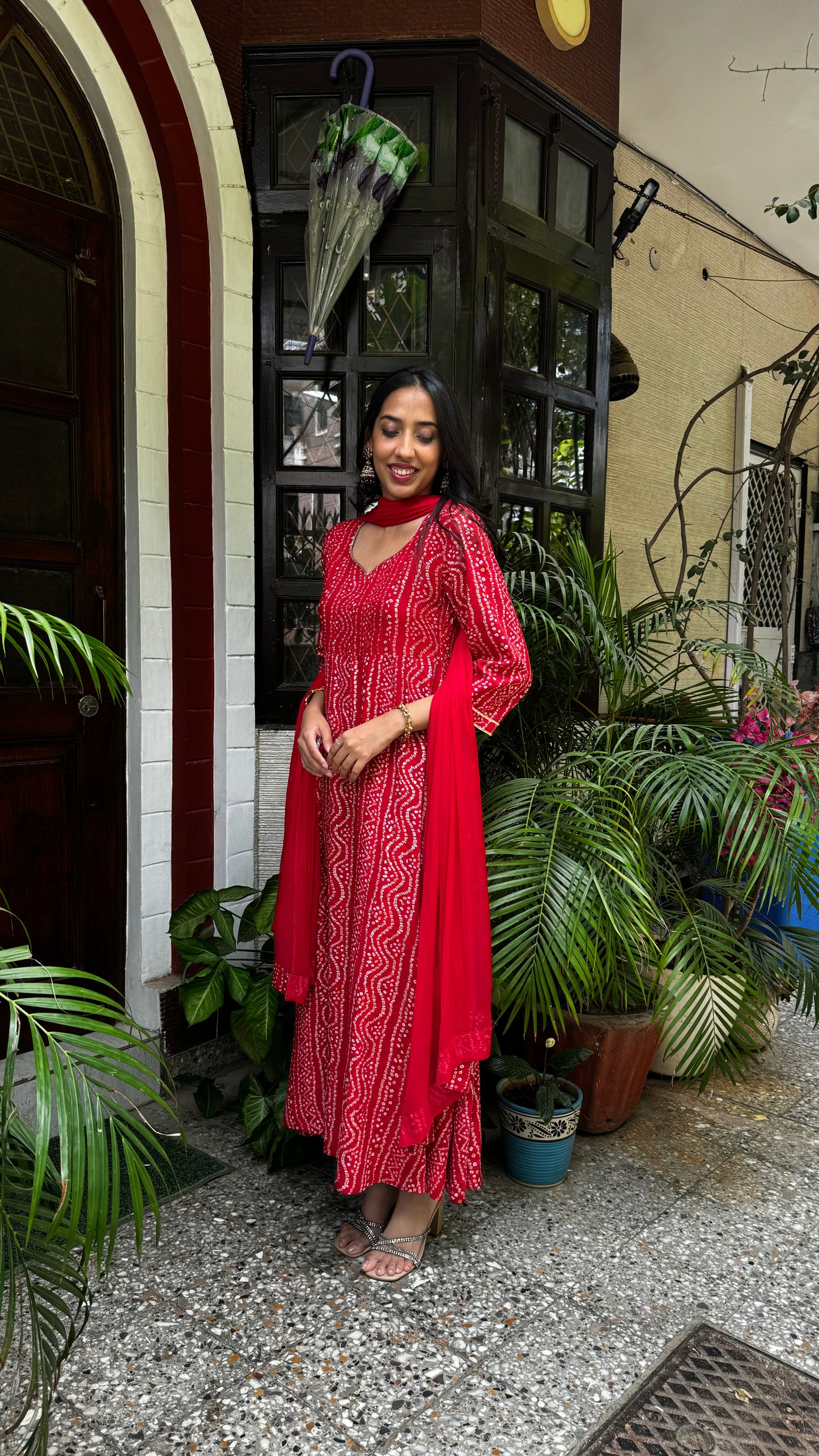 Bandhani Babe Maxi - Red (Super Premium Collection)