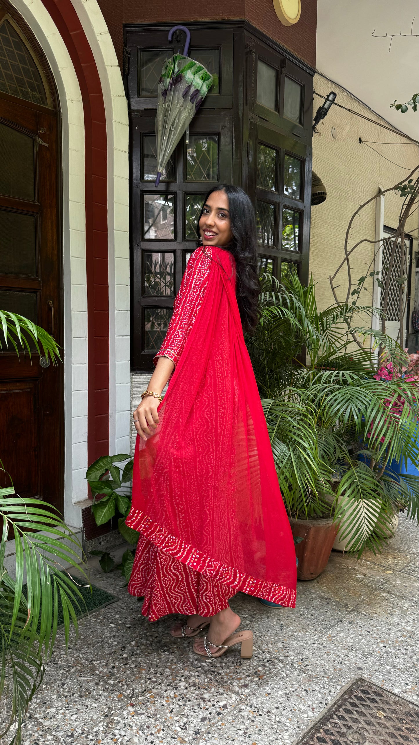 Bandhani Babe Maxi - Red (Super Premium Collection)