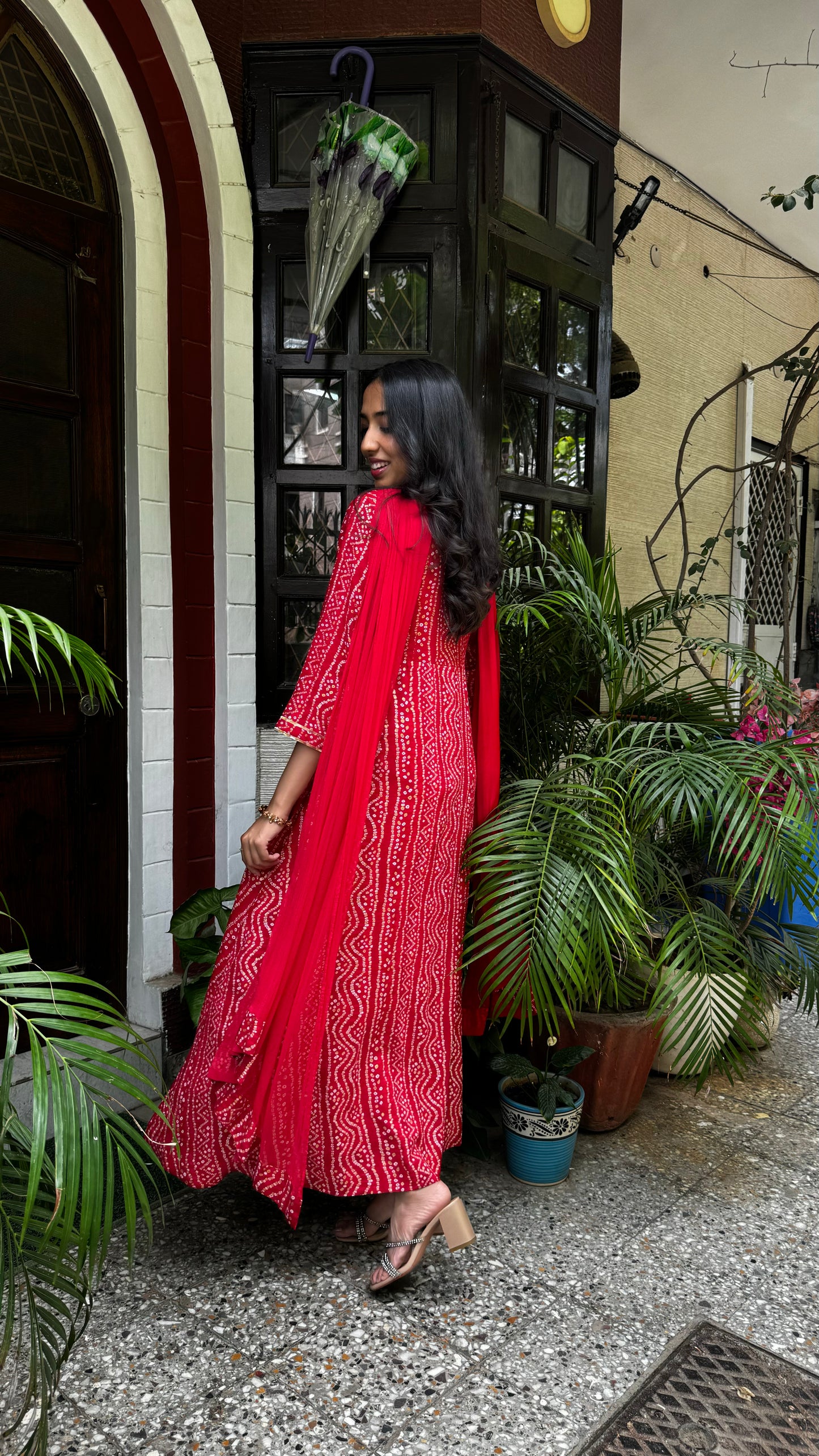 Bandhani Babe Maxi - Red (Super Premium Collection)