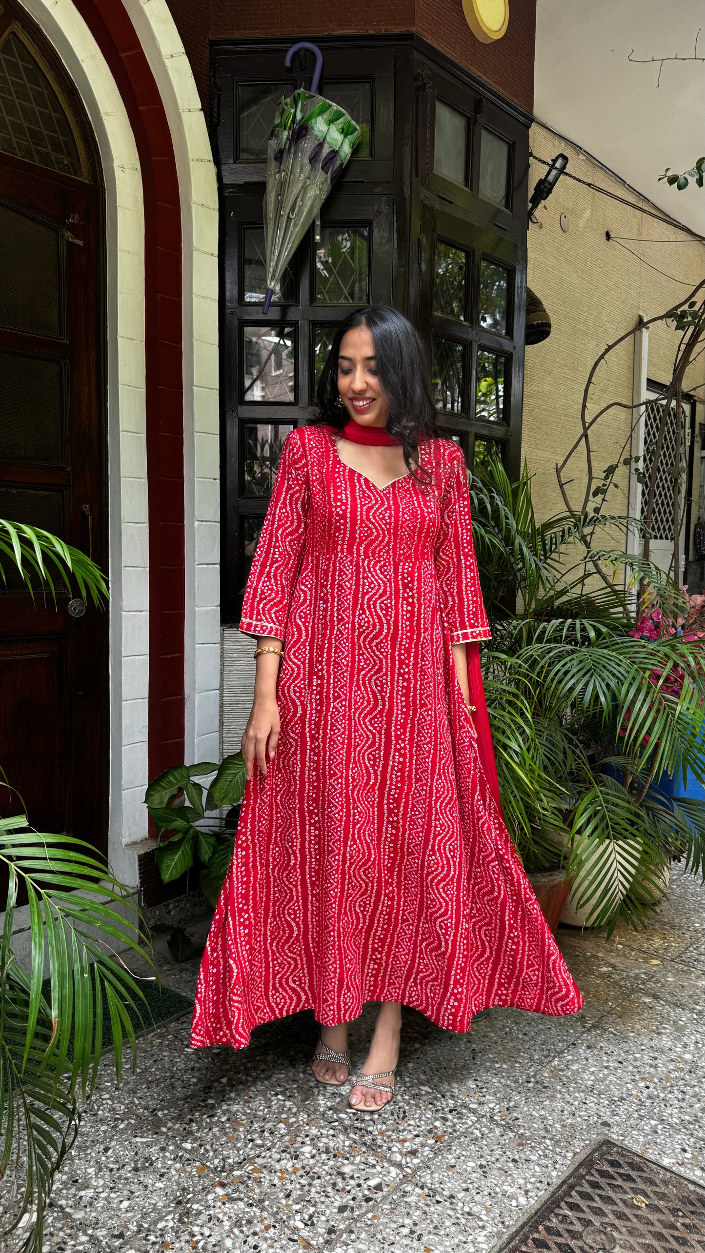 Bandhani Babe Maxi - Red (Super Premium Collection)