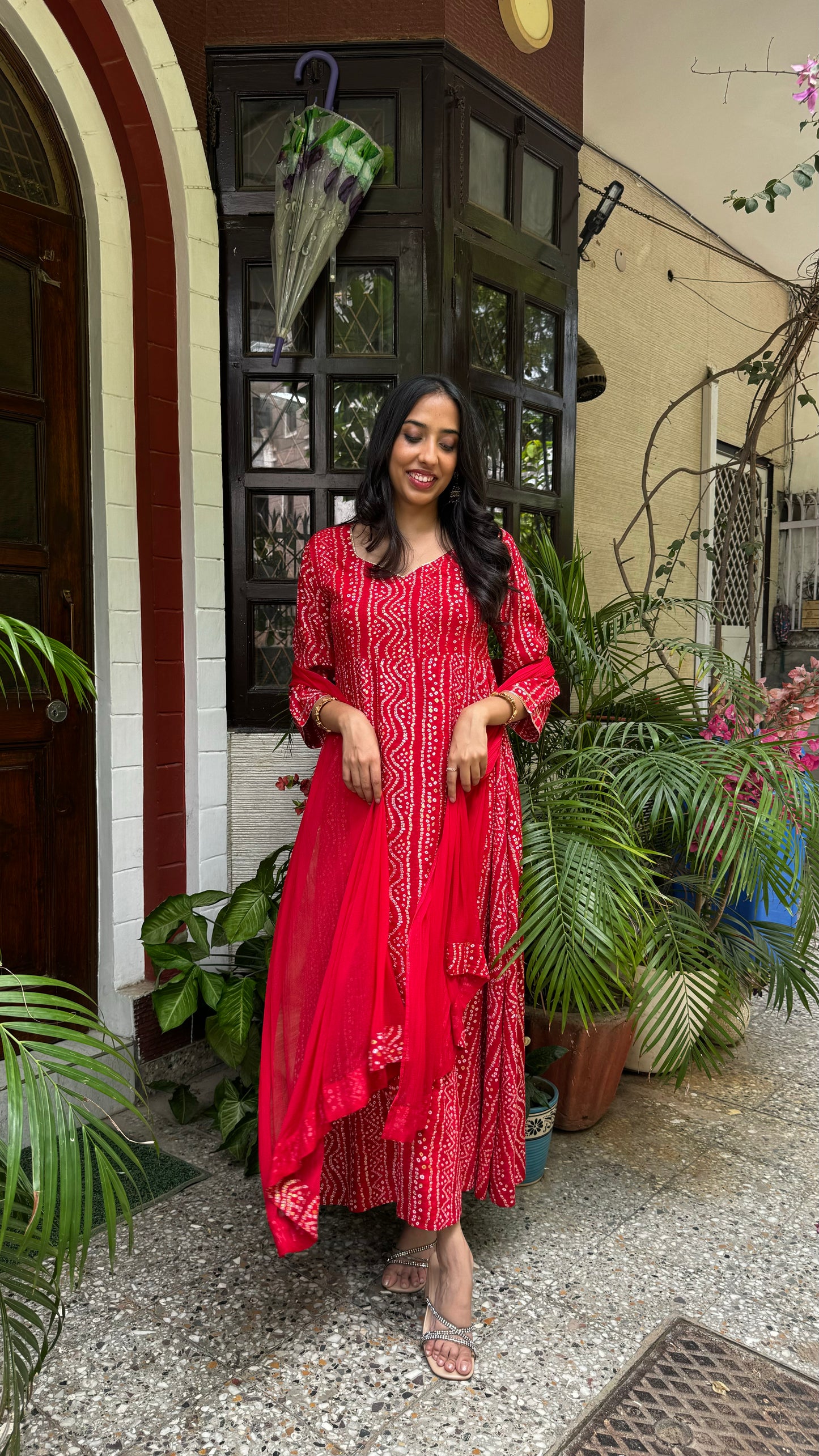 Bandhani Babe Maxi - Red (Super Premium Collection)