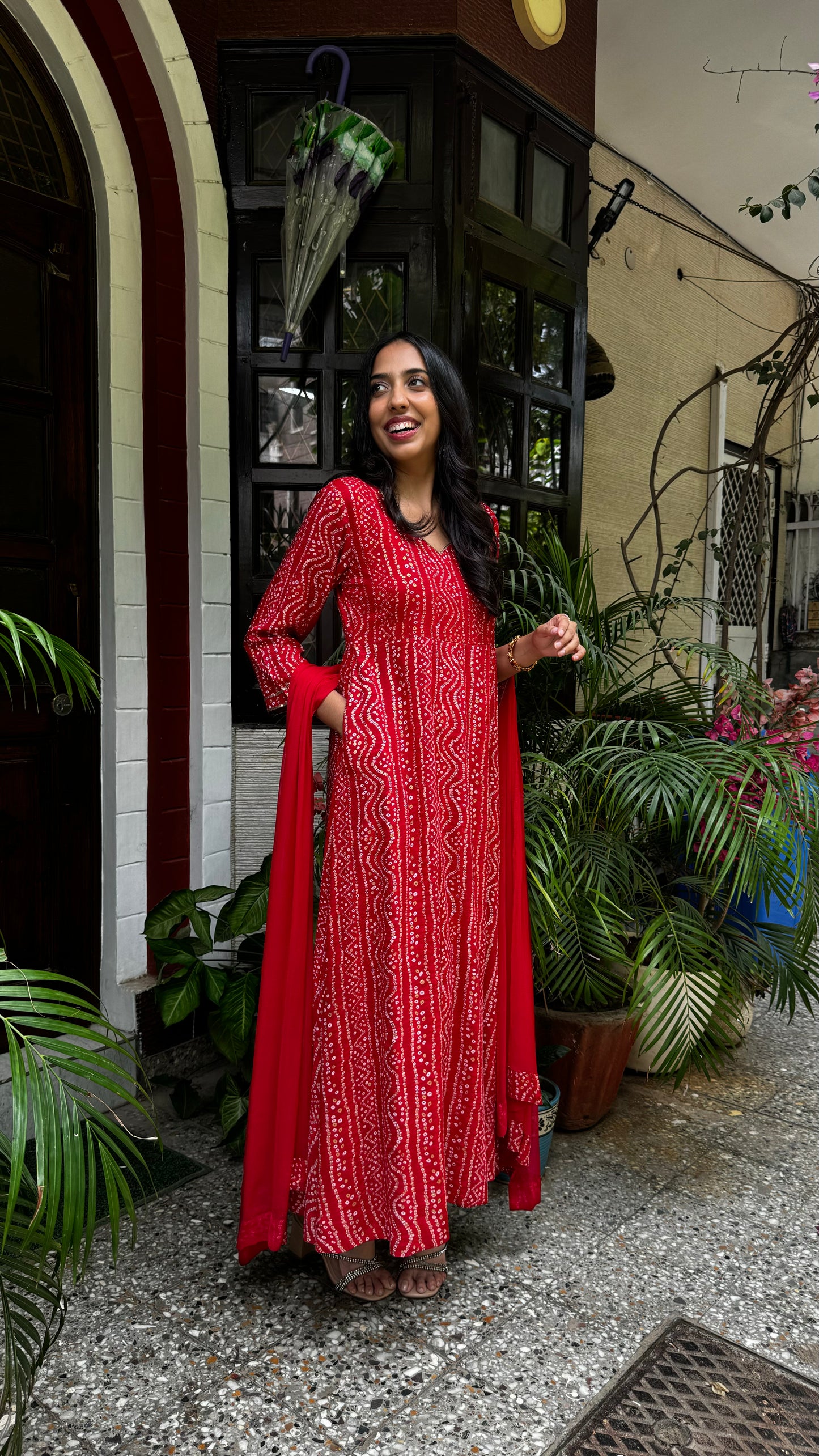 Bandhani Babe Maxi - Red (Super Premium Collection)