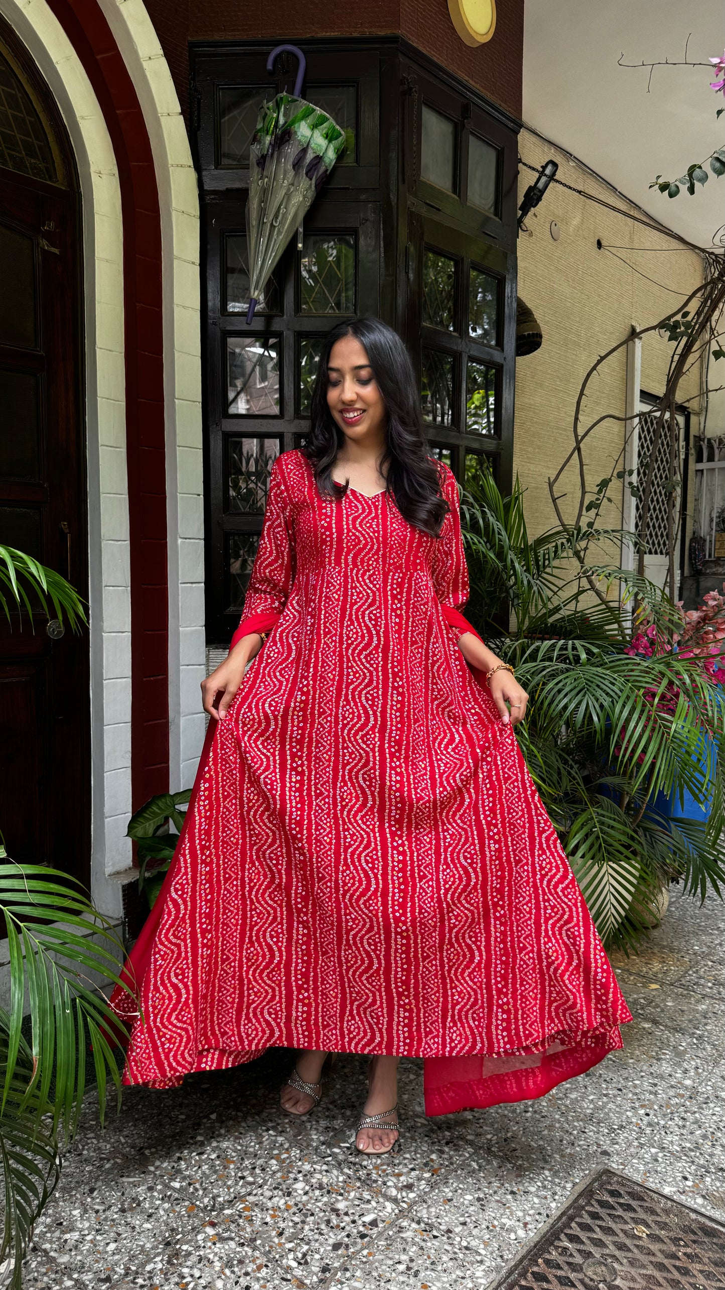 Bandhani Babe Maxi - Red (Super Premium Collection)