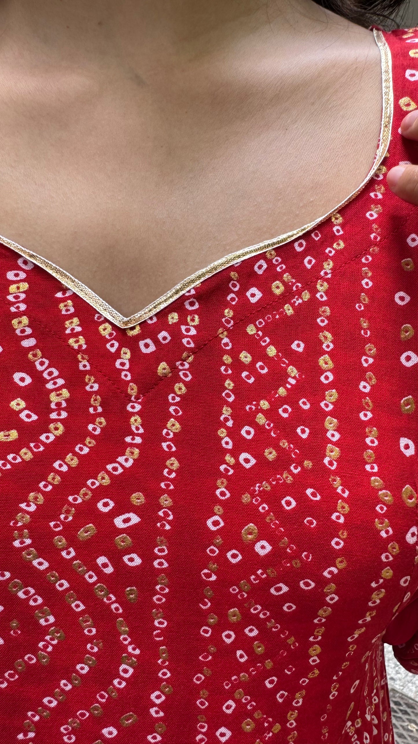 Bandhani Babe Maxi - Red (Super Premium Collection)