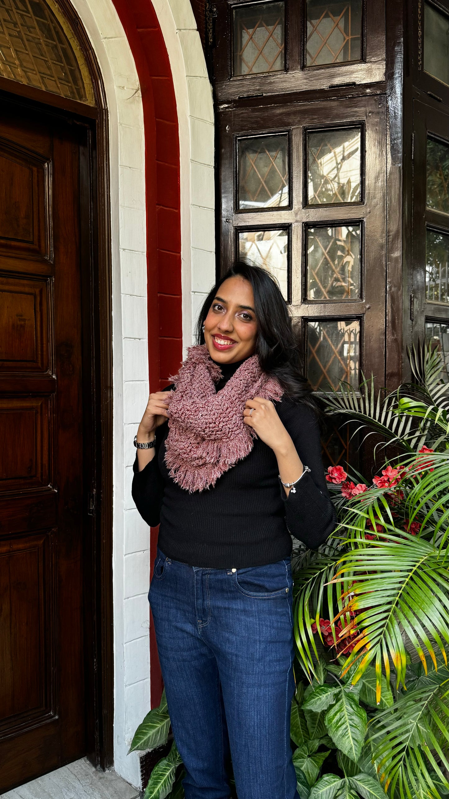 Fancy Woollen Scarf Free Size - Red
