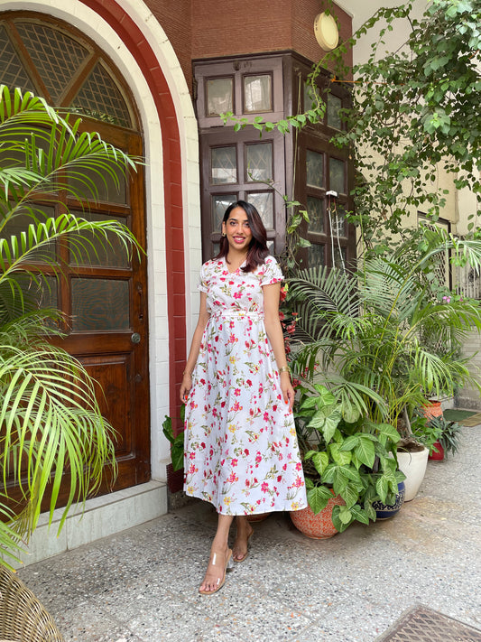 Floral Fantasy Maxi Dress- White