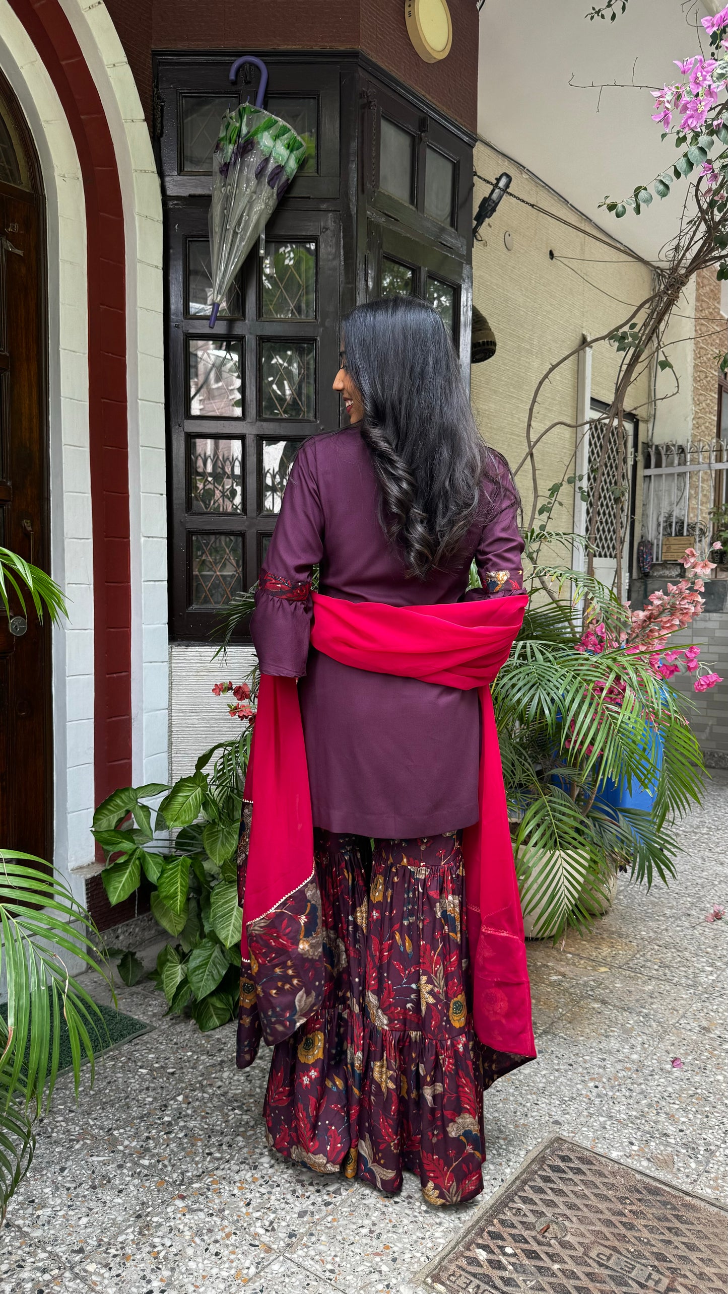 Sharara Sharara Dupatta Set (Super Premium Collection) - Wine