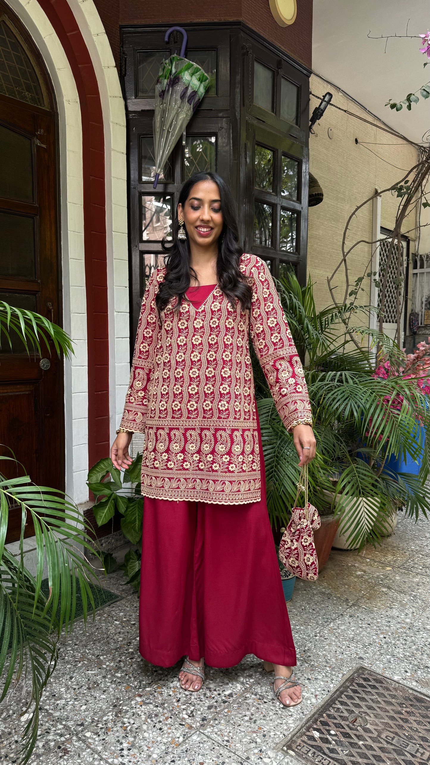 Zari Embroidery Potli Set - Maroon (Super Premium Collection)