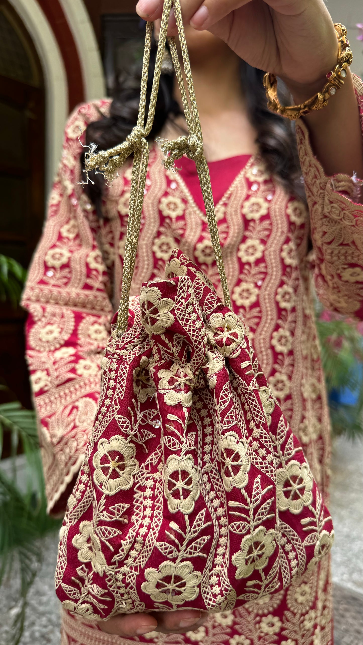 Zari Embroidery Potli Set - Maroon (Super Premium Collection)