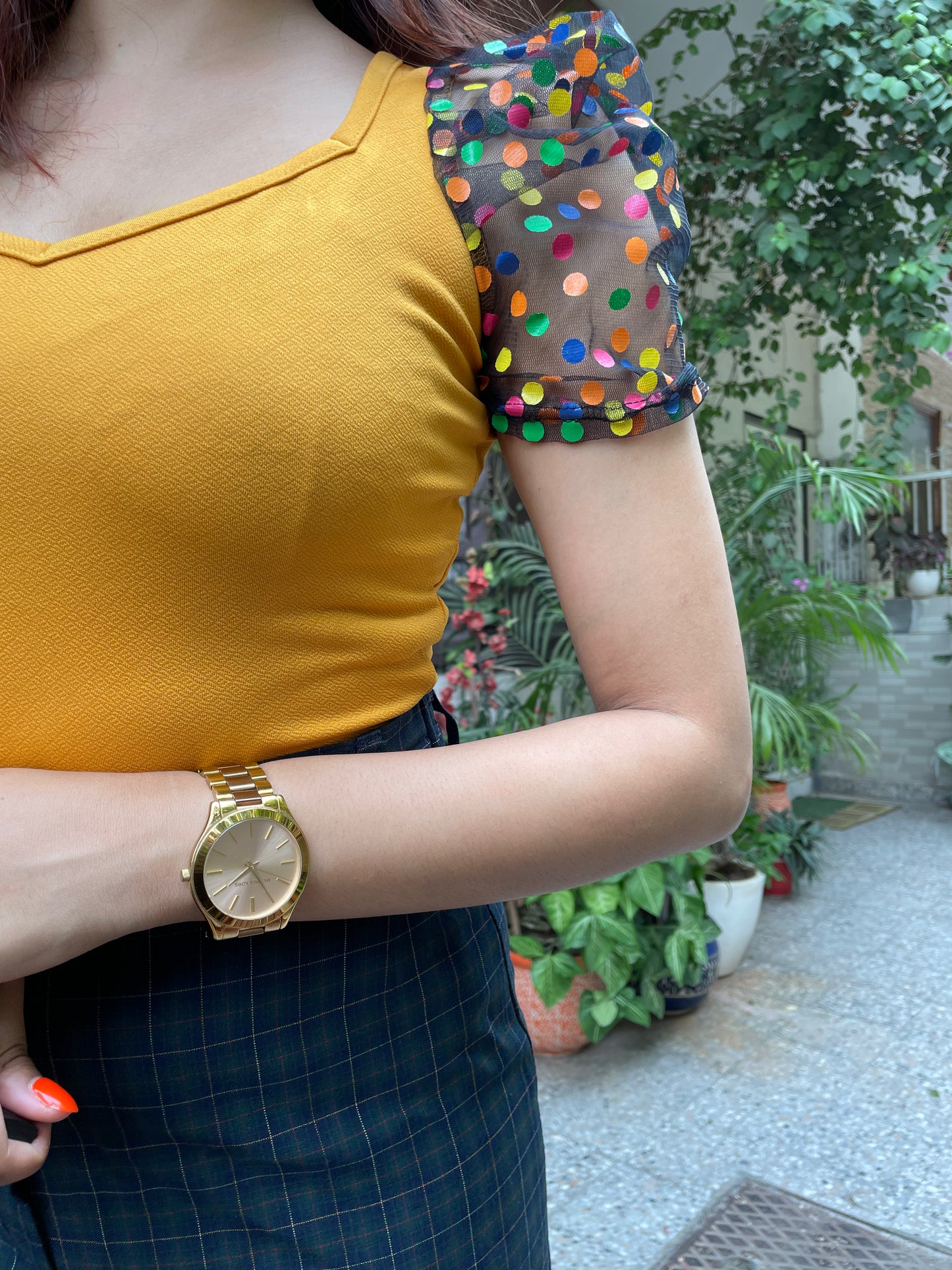 Color Puff Top-Yellow