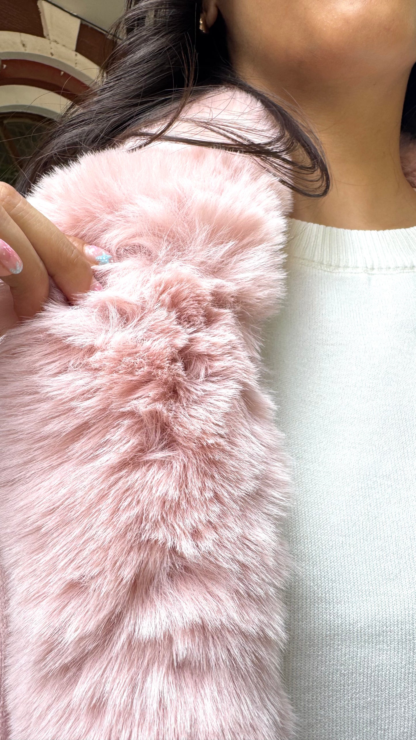 Luxury Pink/White Fur Ombre Shrug - (Free Size)