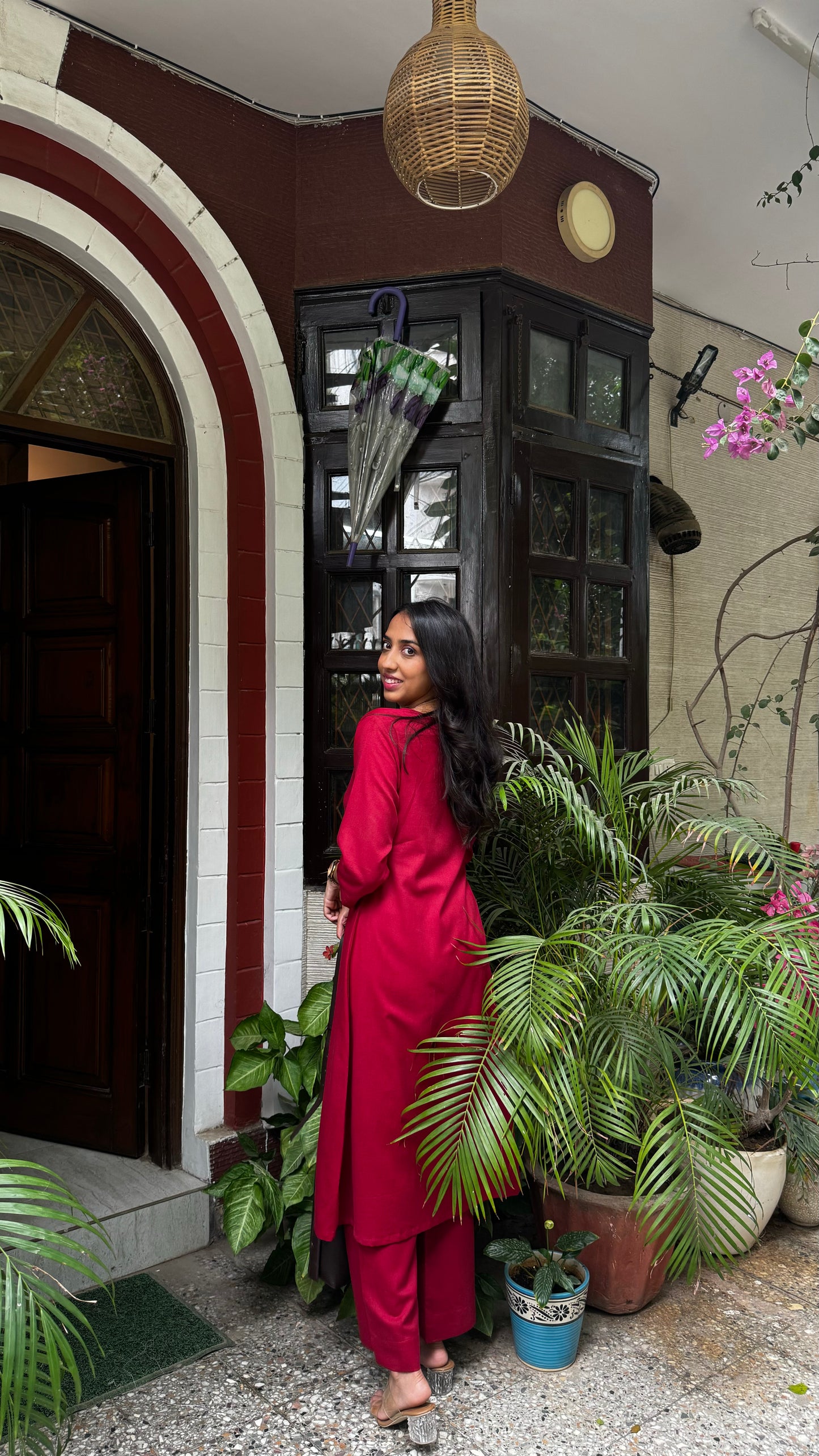 A-Line Cotton/Linen Set - Maroon (Premium Collection)