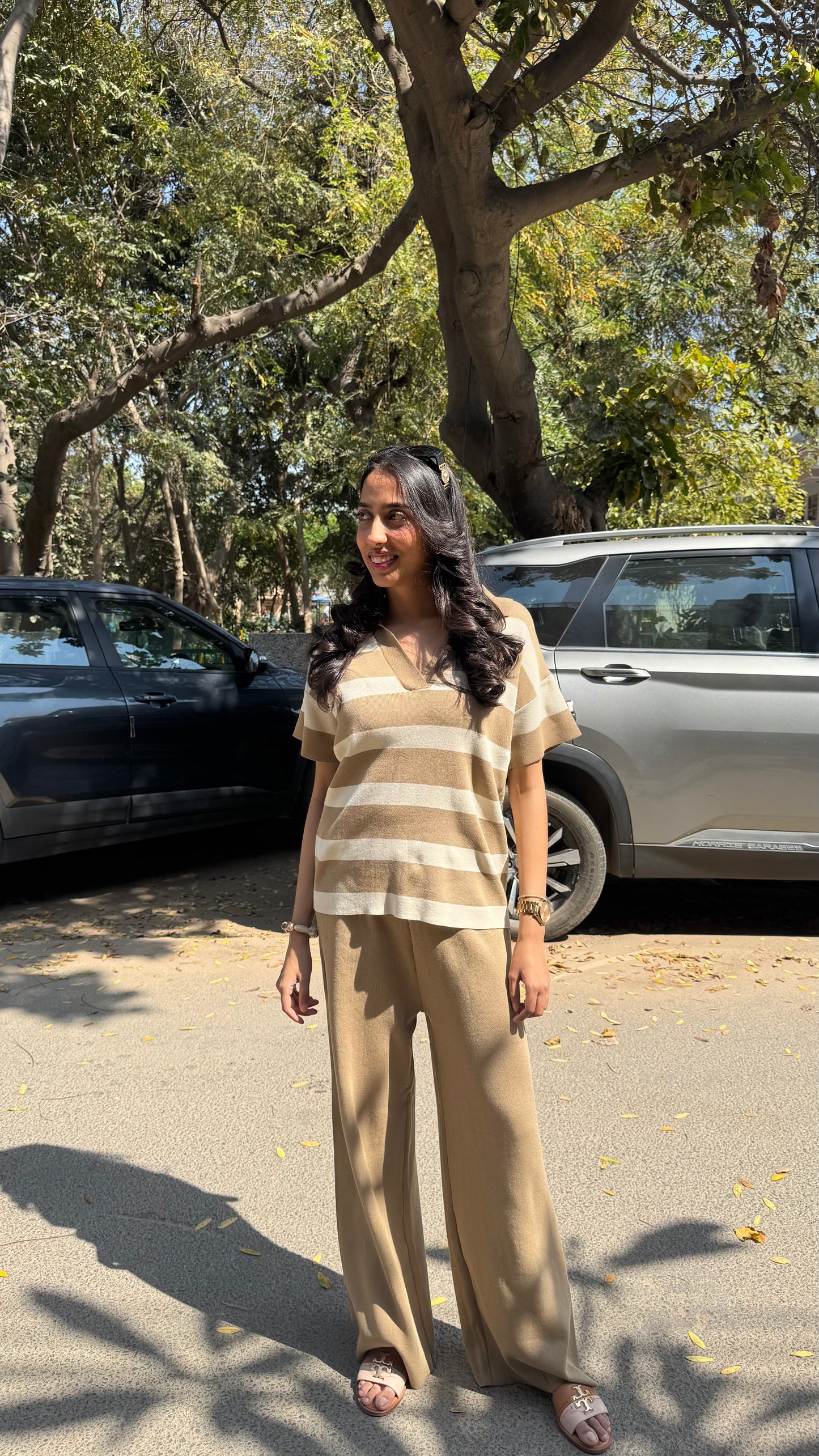 Super Striped Airport Set - Brown (Free Size) - Premium Collection