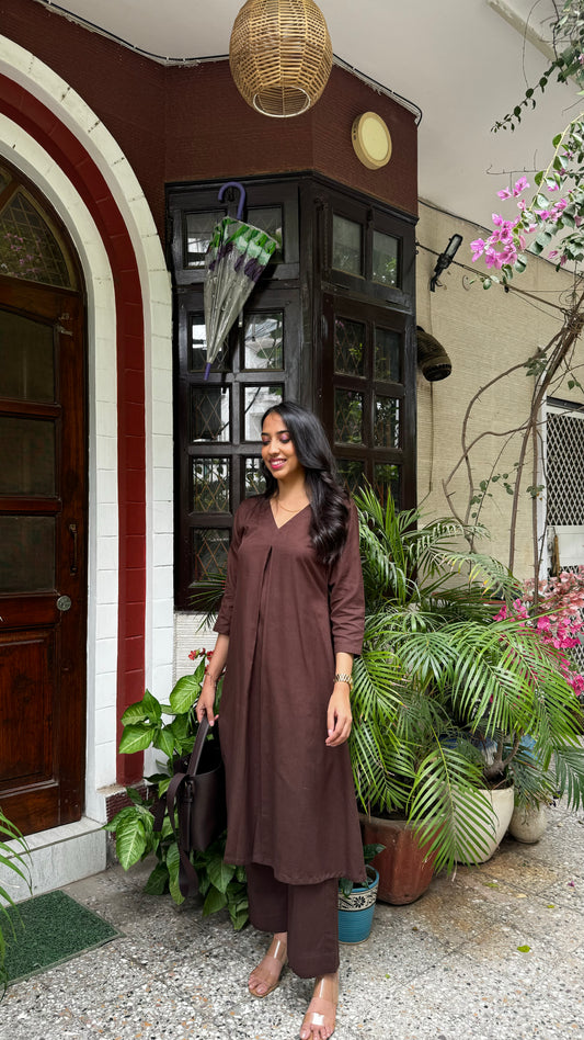 A-Line Cotton/Linen Set – Brown (Premium Collection)