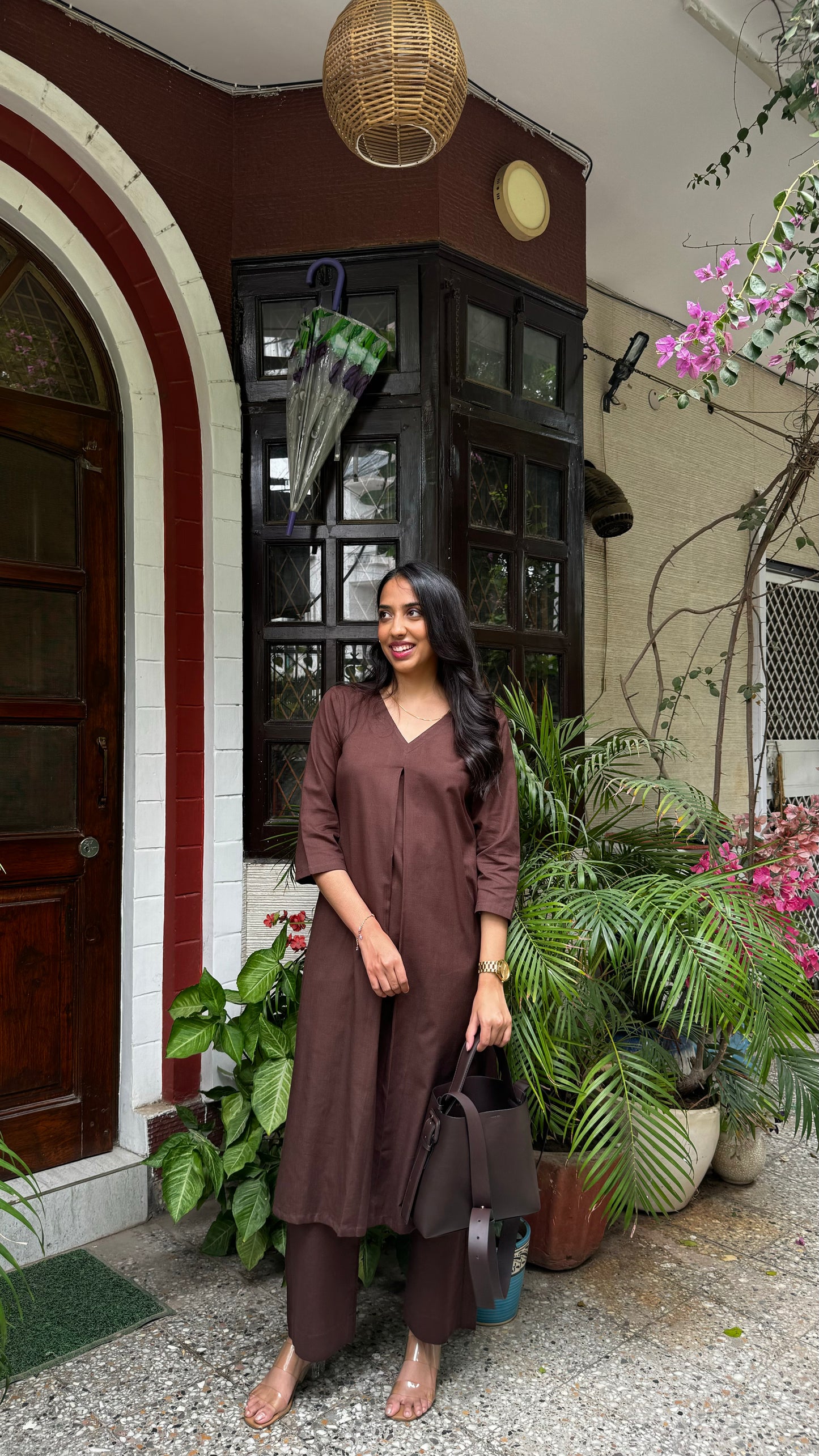 A-Line Cotton/Linen Set – Brown (Premium Collection)