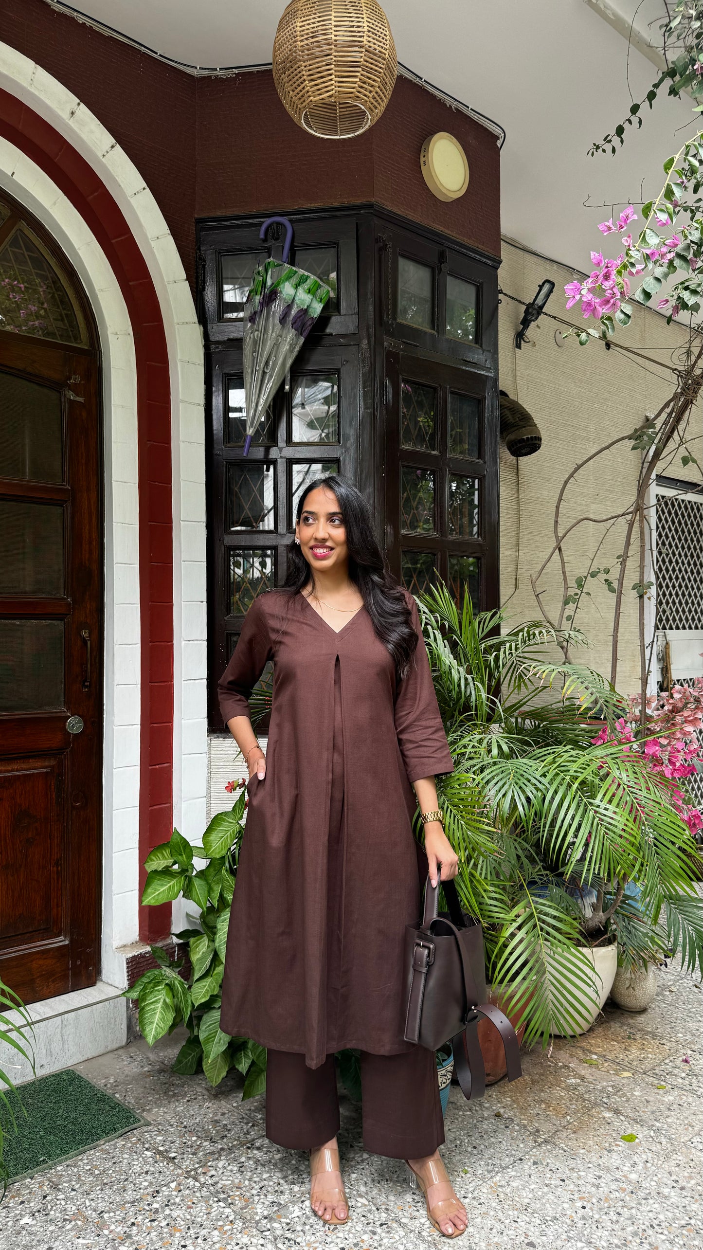 A-Line Cotton/Linen Set – Brown (Premium Collection)