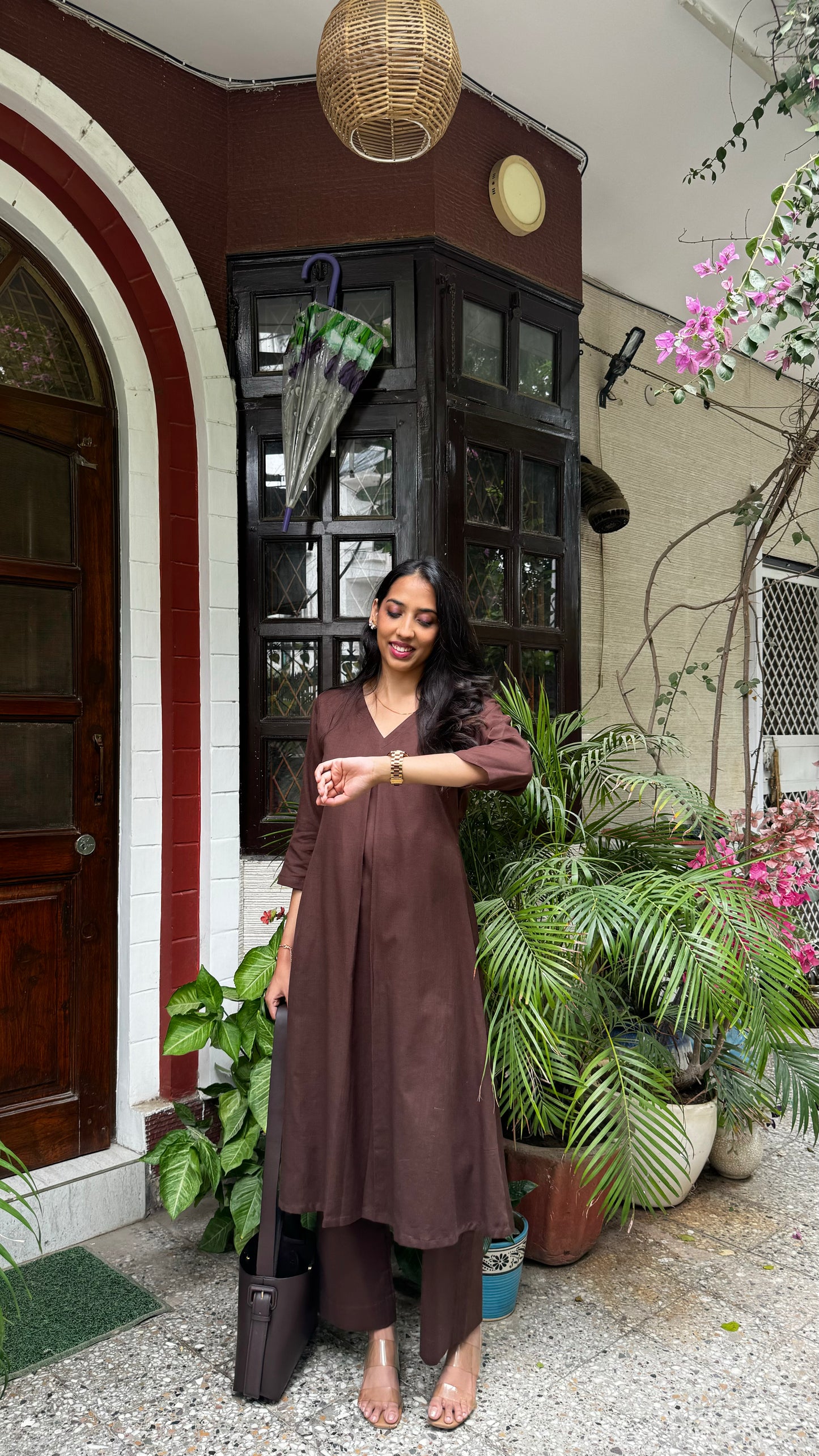 A-Line Cotton/Linen Set – Brown (Premium Collection)