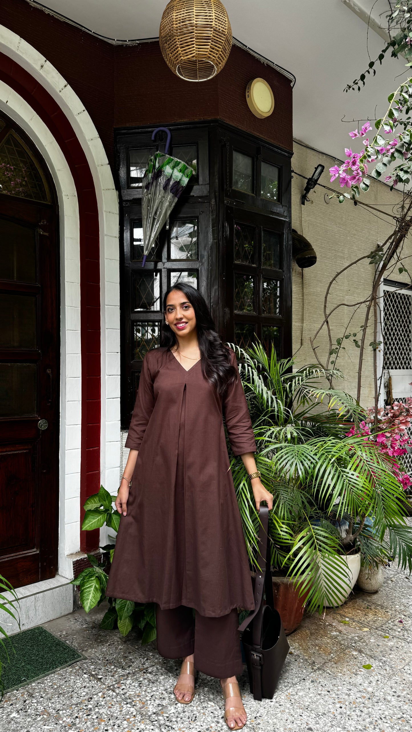 A-Line Cotton/Linen Set – Brown (Premium Collection)