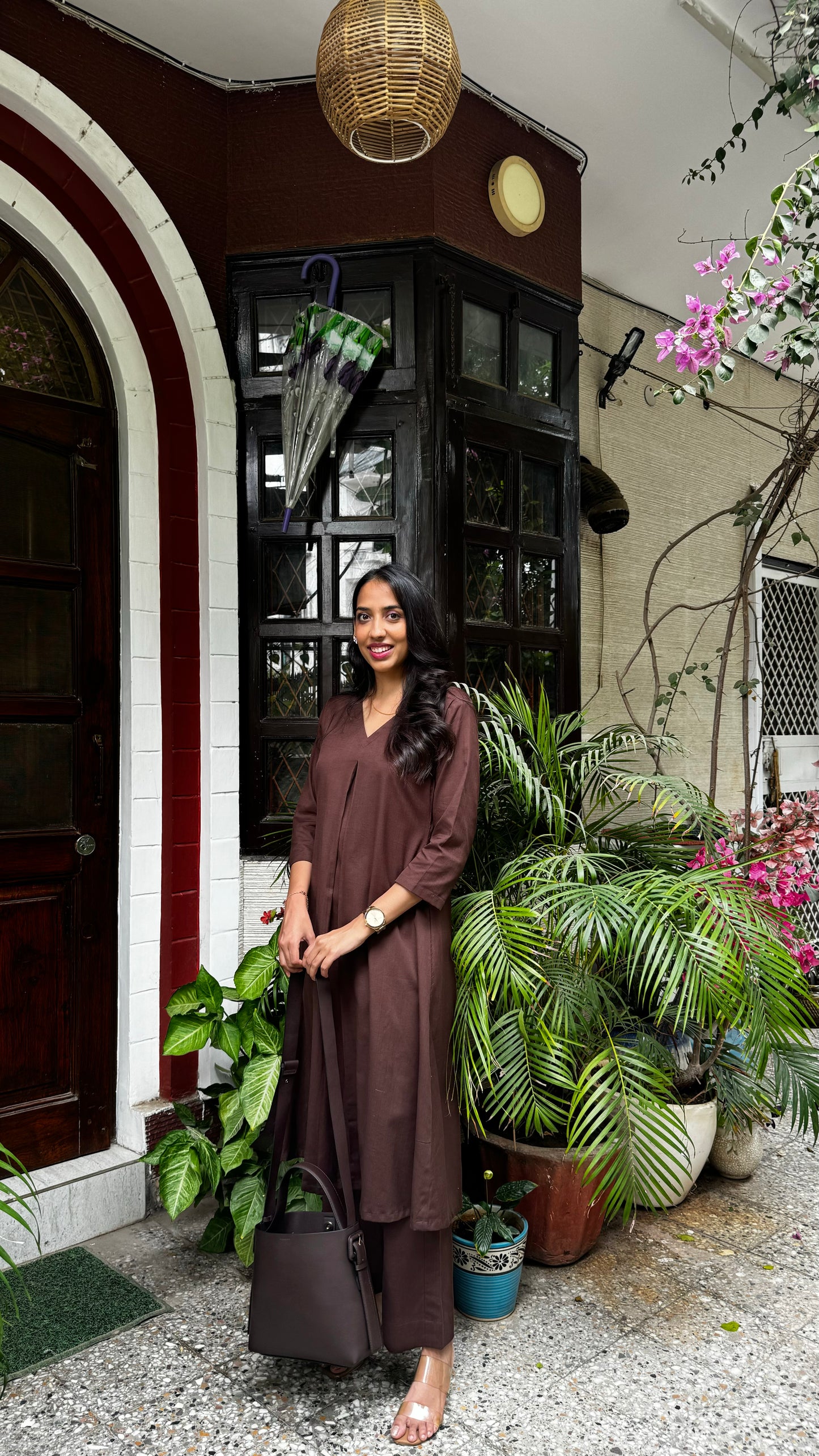 A-Line Cotton/Linen Set – Brown (Premium Collection)